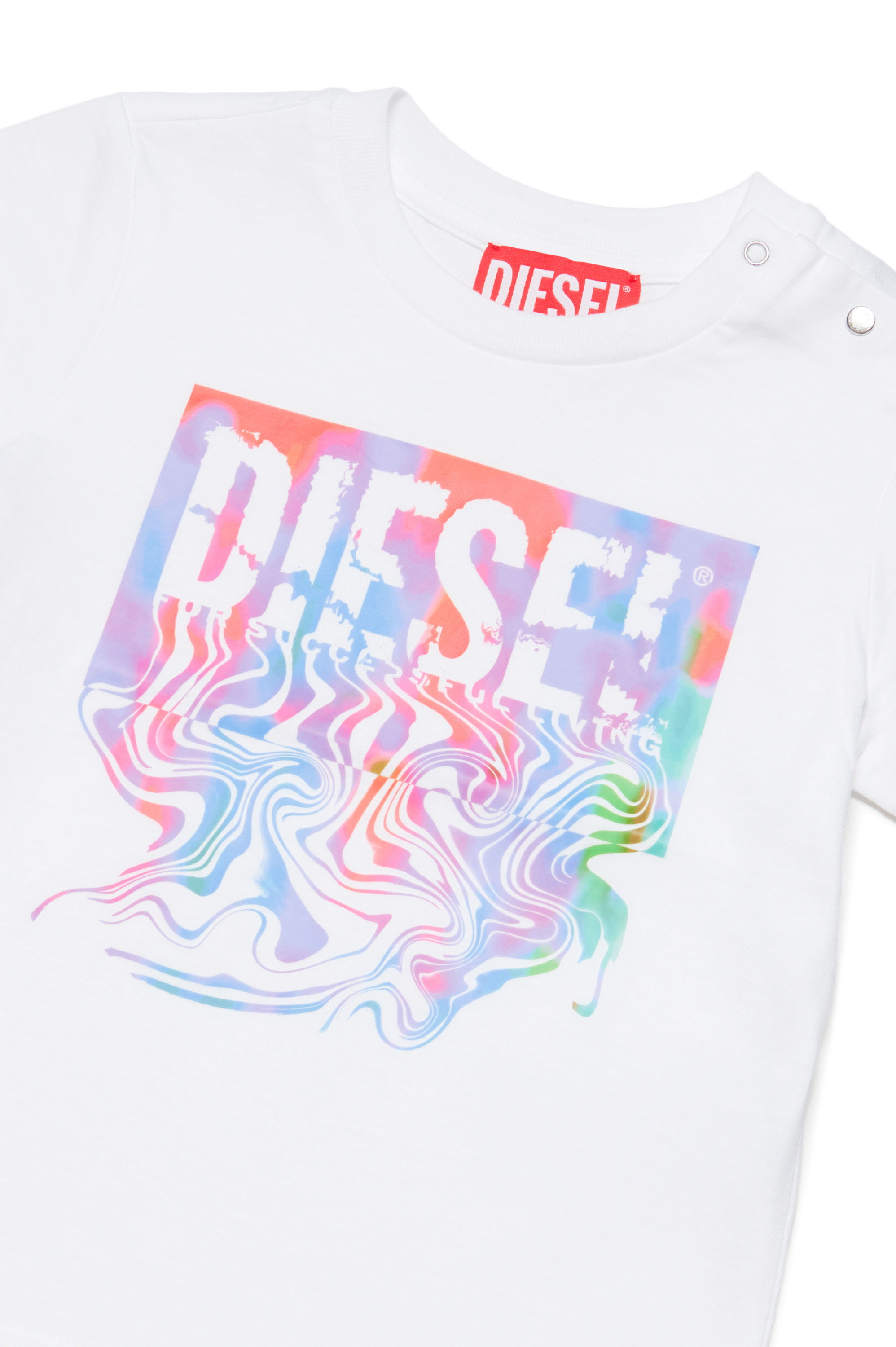 Diesel - TERCEDB, Unisex's T-shirt with fluid Diesel logo in White - 3