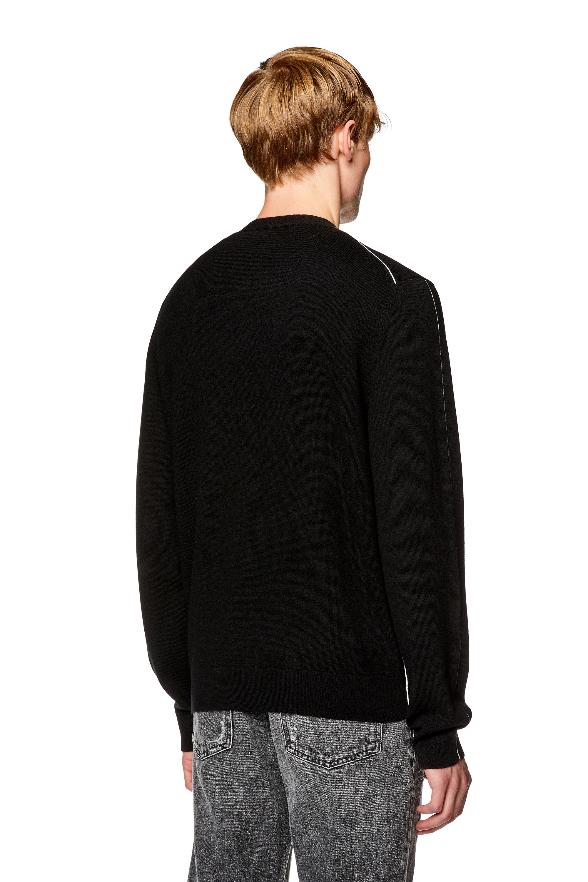 Diesel - K-ZANTE, Man's Cardigan with contrast piping in Black - 4