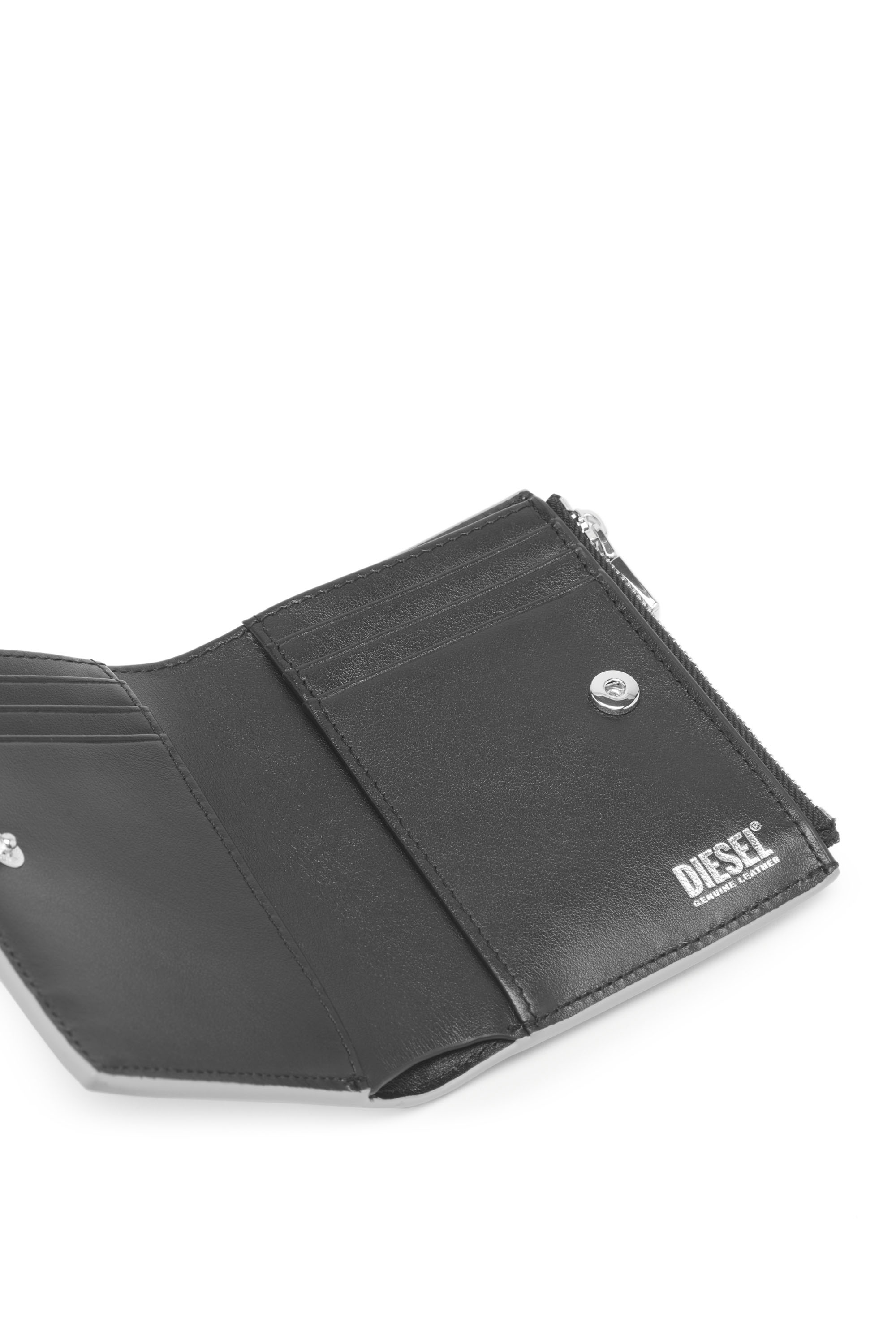 Diesel - BI-FOLD ZIP, Woman's Small wallet in metallic leather in Silver - 3