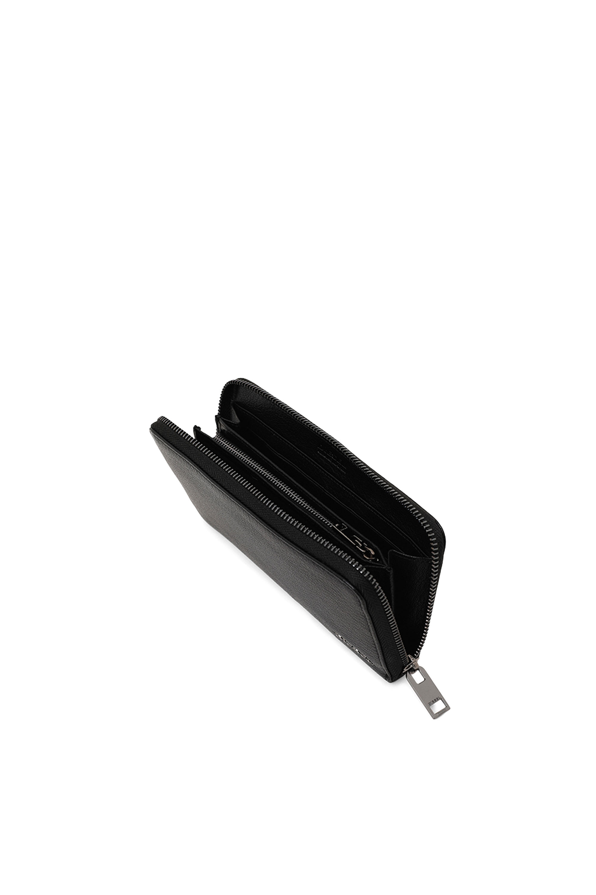 Diesel - 24 ZIP, Man's Zip-around wallet in grained leather in Black - 3