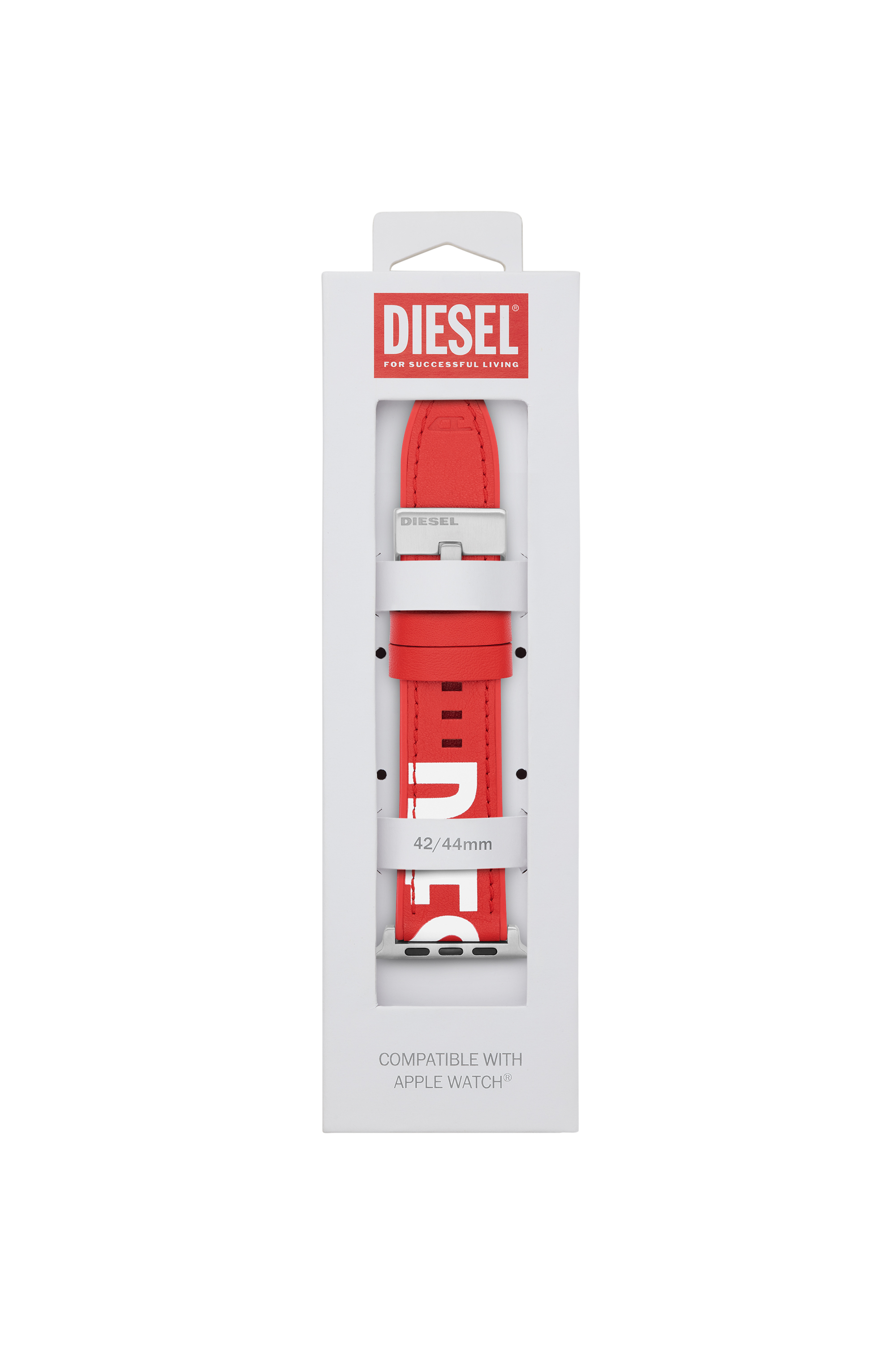 Diesel - DSS003, Unisex's Leather Band for Apple Watch®, 42mm, 44mm, 45mm in Red - 2