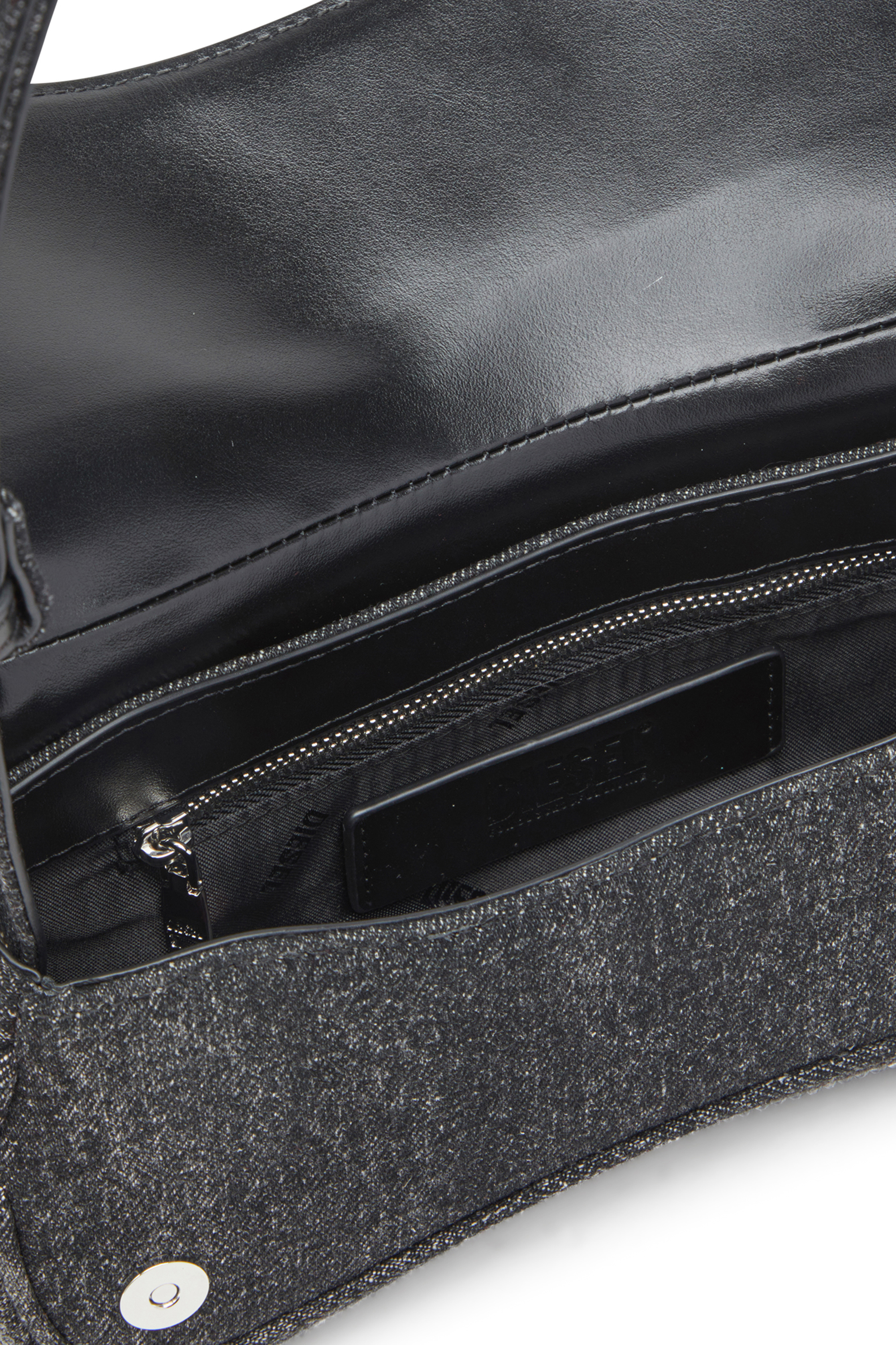 Diesel - PLAY CLUTCH, Woman's Clutch in crystal denim in Black - 4