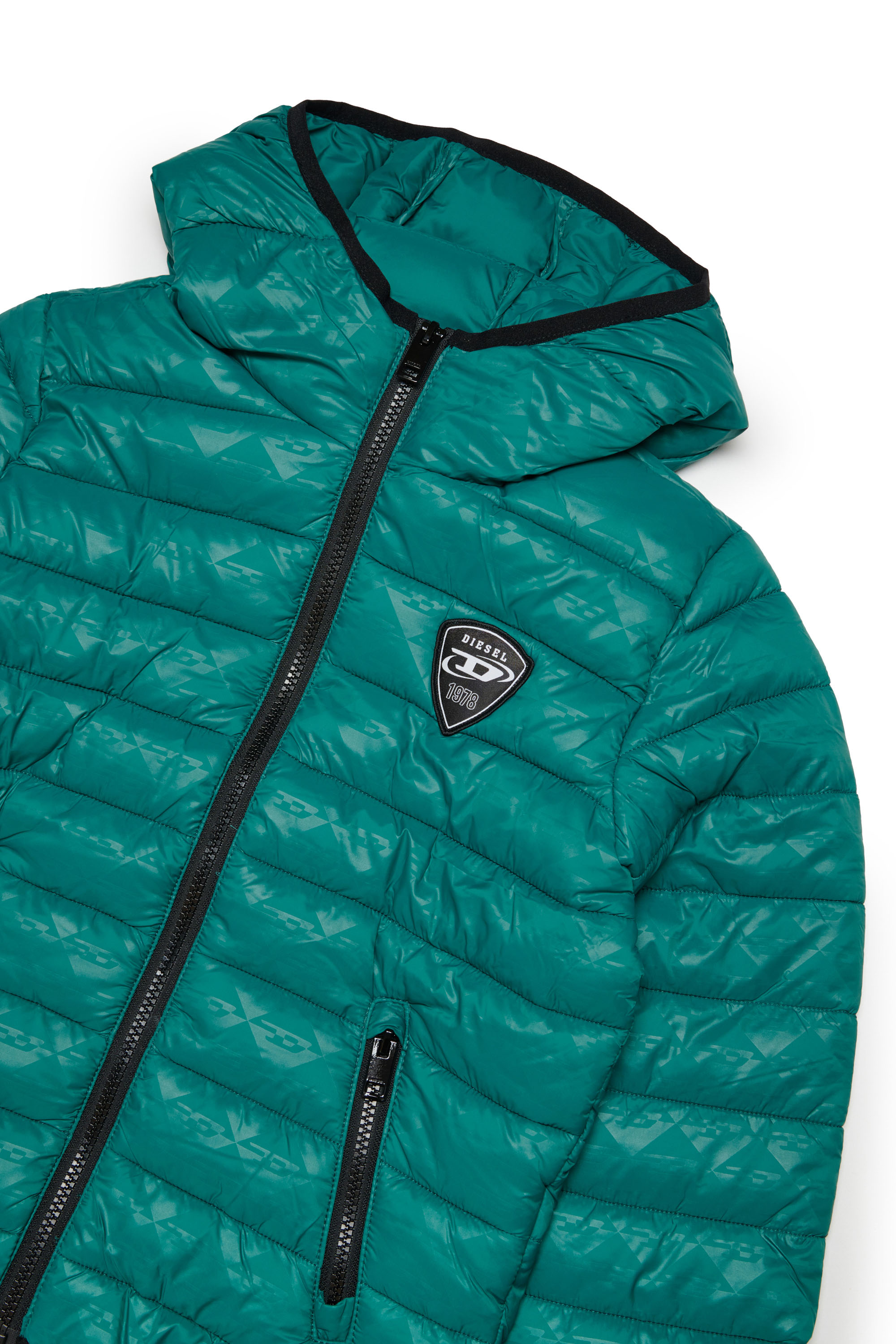 Diesel - JKOPU, Unisex's Puffer jacket with D monogram print in Green - 3
