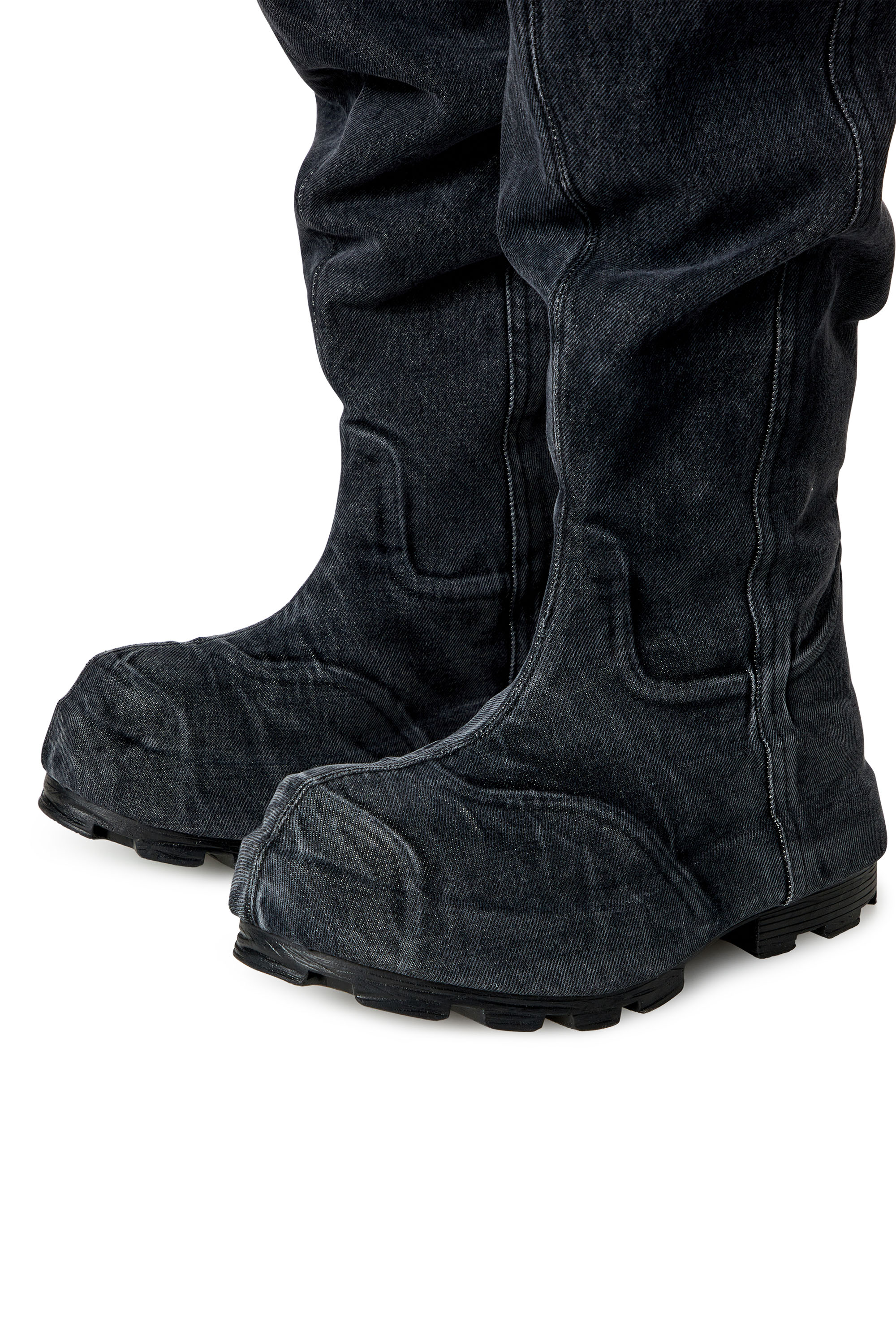 Diesel - D-HAMMER TBT MD, Man's D-Hammer Tbt Md Boots - Over-the-knee boots in washed denim in Black - 4