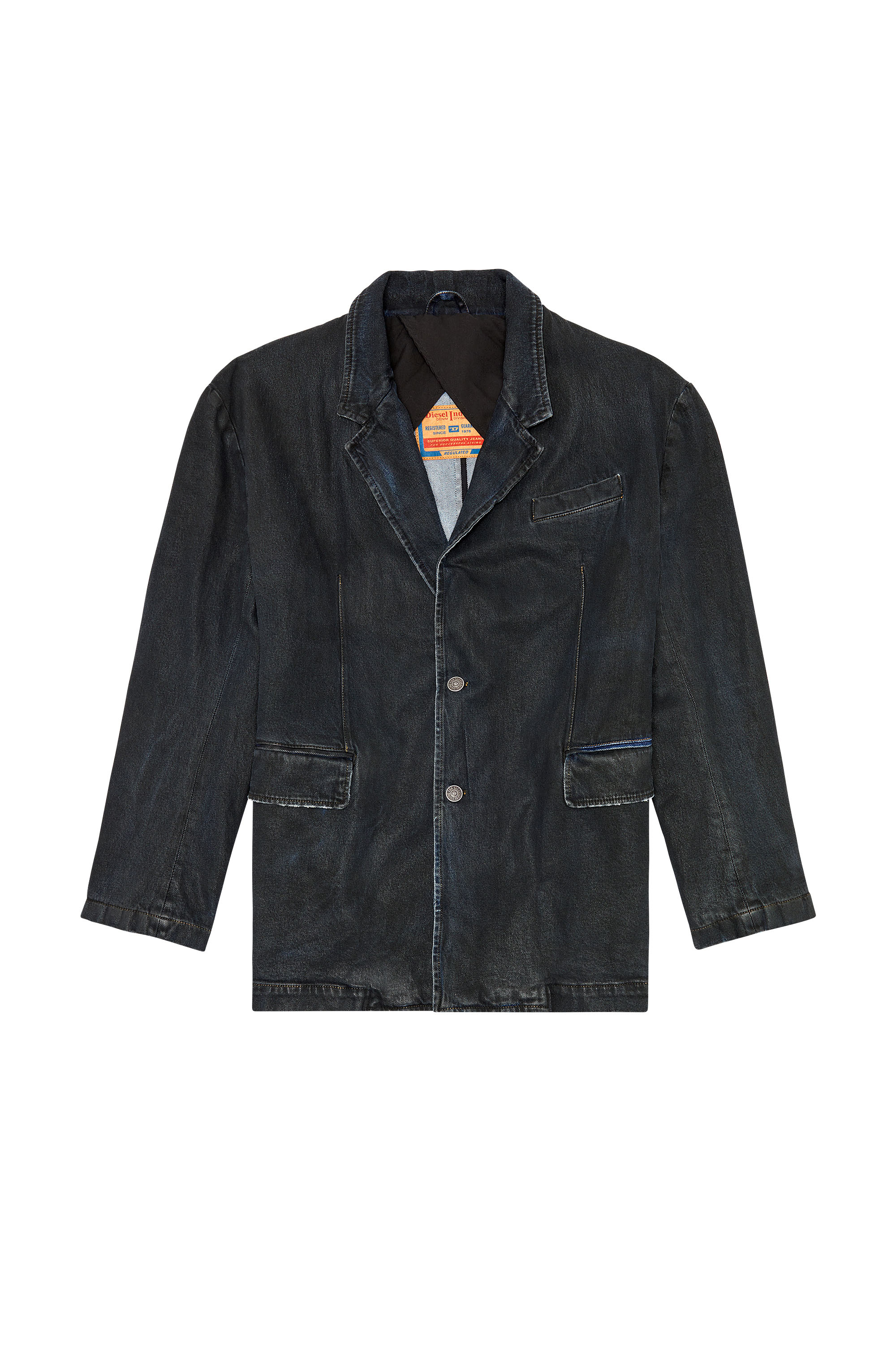 Diesel - D-BLAZ-S, Man's Blazer in coated denim in Black - 3