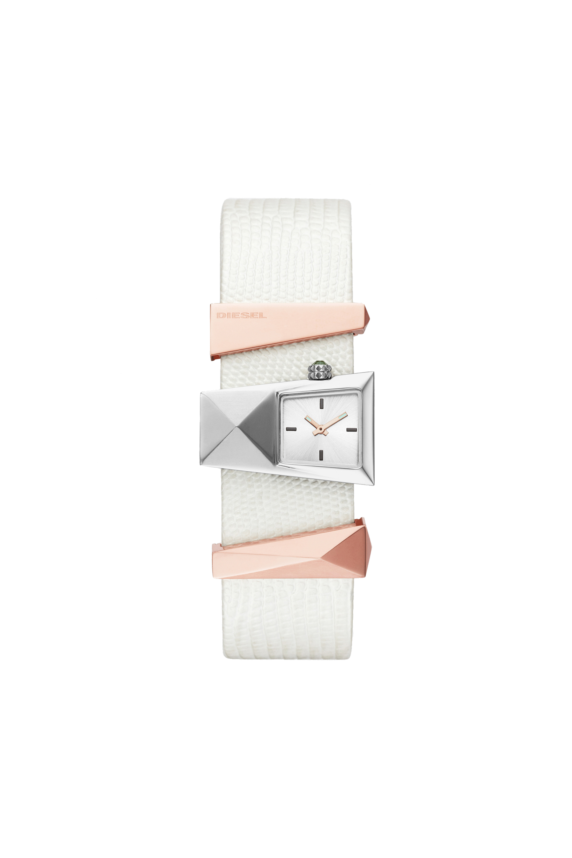 Diesel - DZ5585, Woman's Caterina three-hand white leather watch in White/Pink - 1