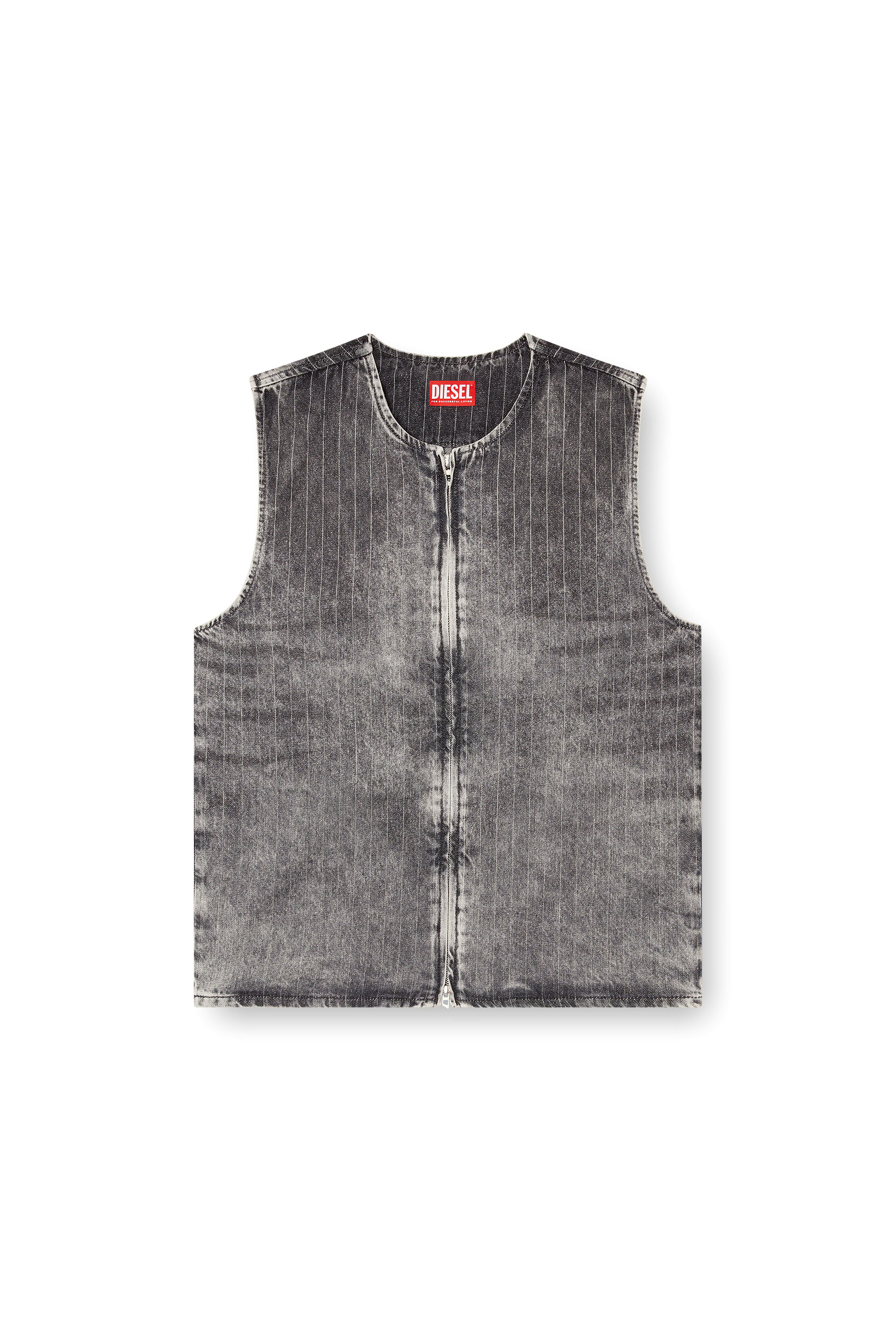 Diesel - D-SUND-S, Unisex's Vest in tailoring pinstripe denim in Grey - 4