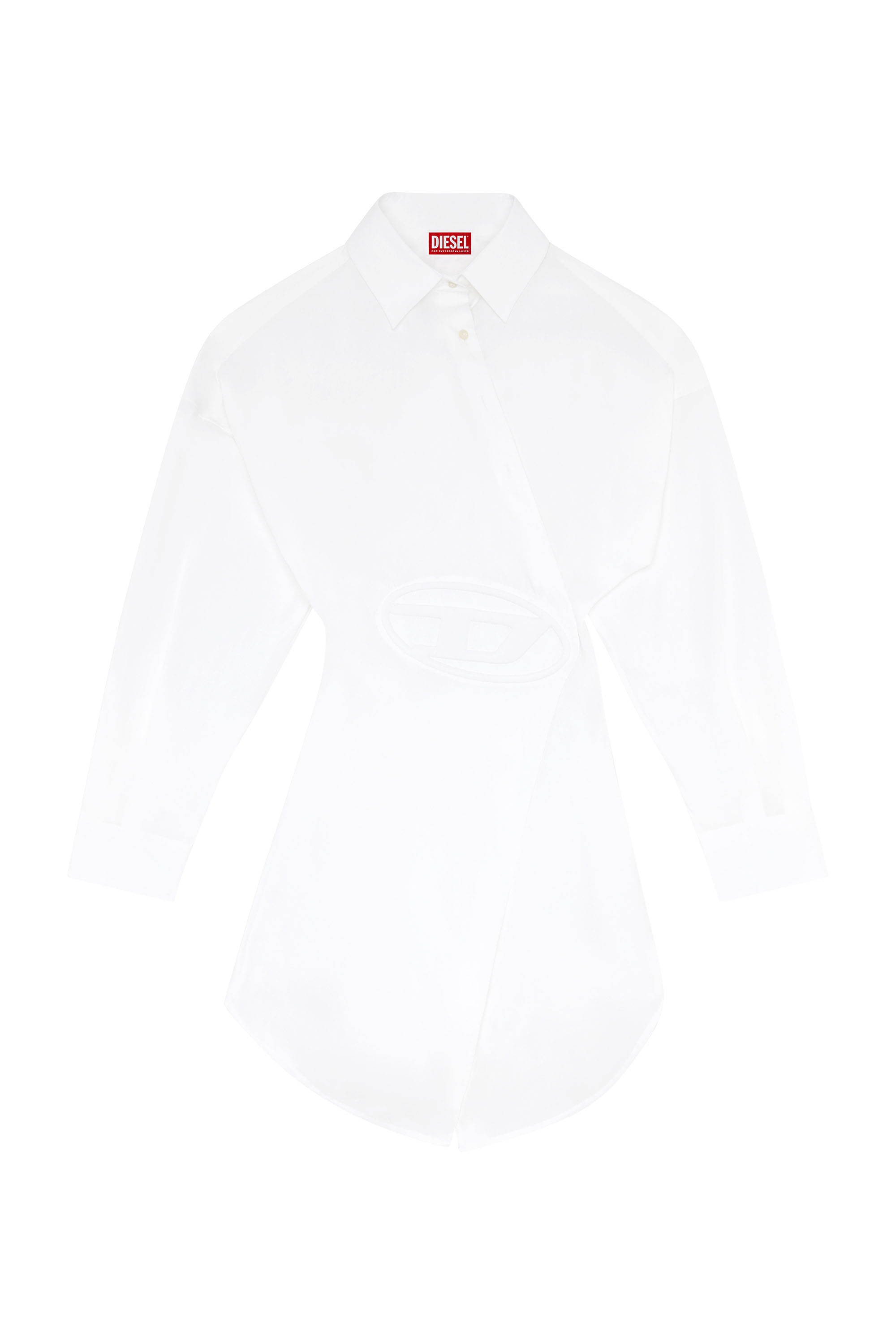 Diesel - D-SIZEN-N1, Woman's Short shirt dress in stretch poplin in White - 2