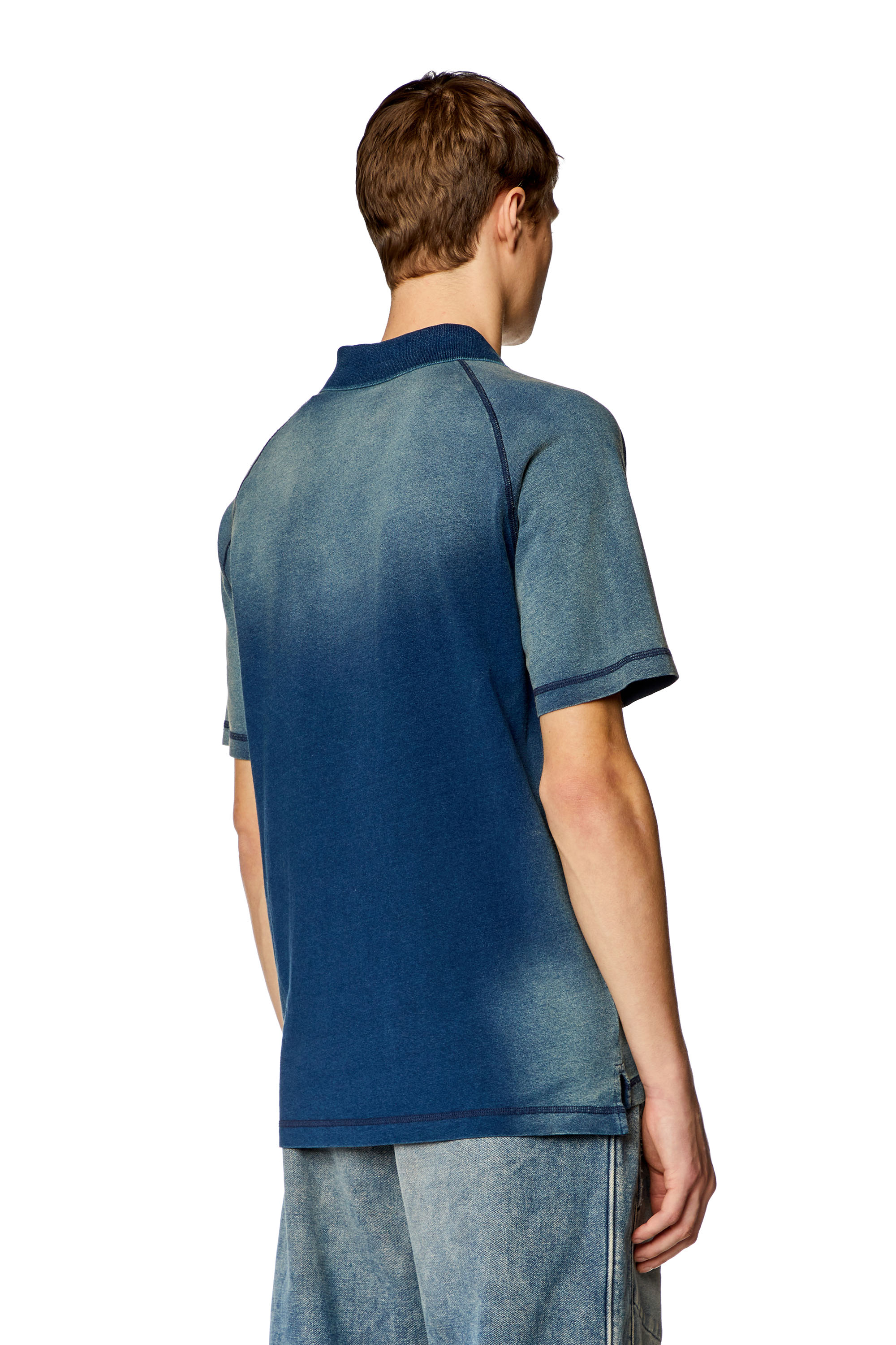 Diesel - T-RASMITH, Man's Polo shirt with sun-faded effects in Blue - 4