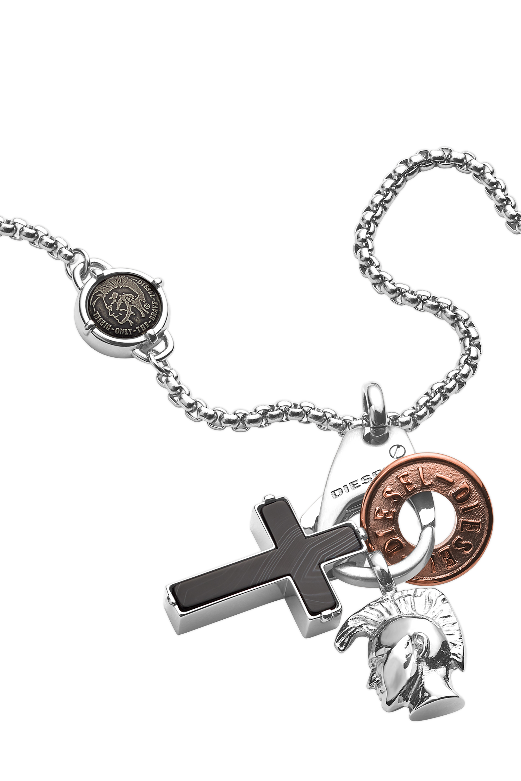 Diesel - DX1215, Man's Stainless Steel Interchangeable Pendant Necklace in Silver - 1