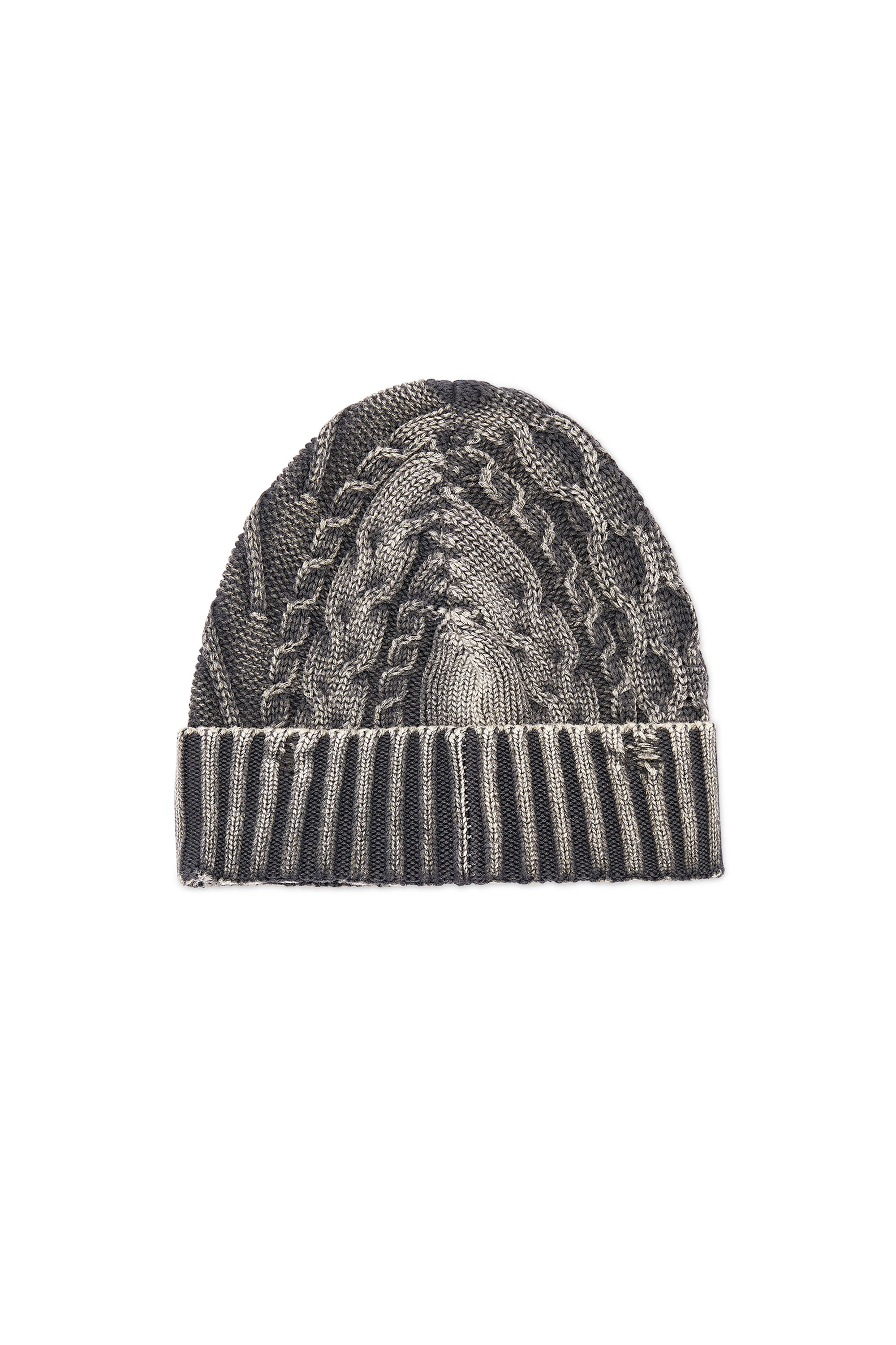 Diesel - K-ERIKO, Unisex's Faded beanie in contrasting knits in Black - 2