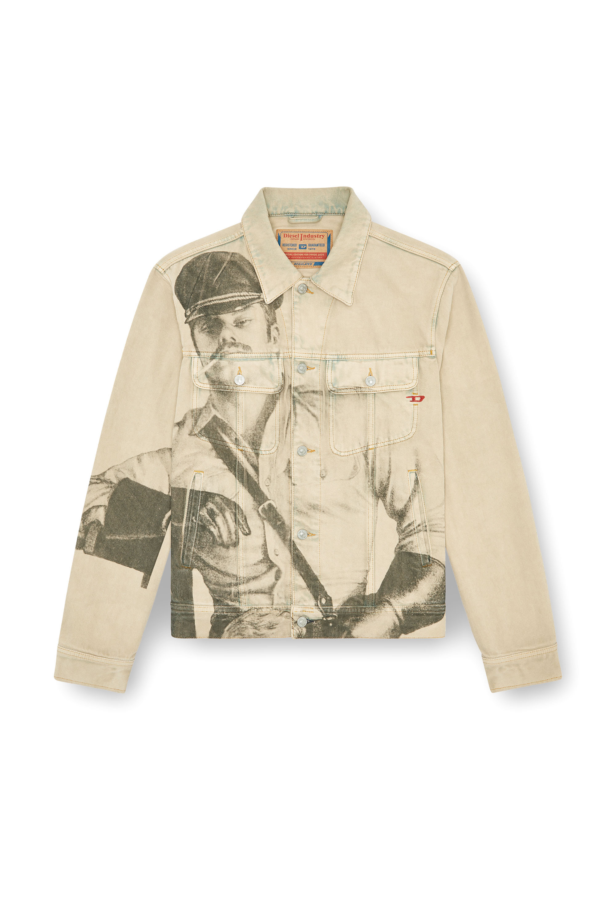 Diesel - PR-D-BARCY-TOF2, Unisex's Trucker jacket with digital print in Beige - 3