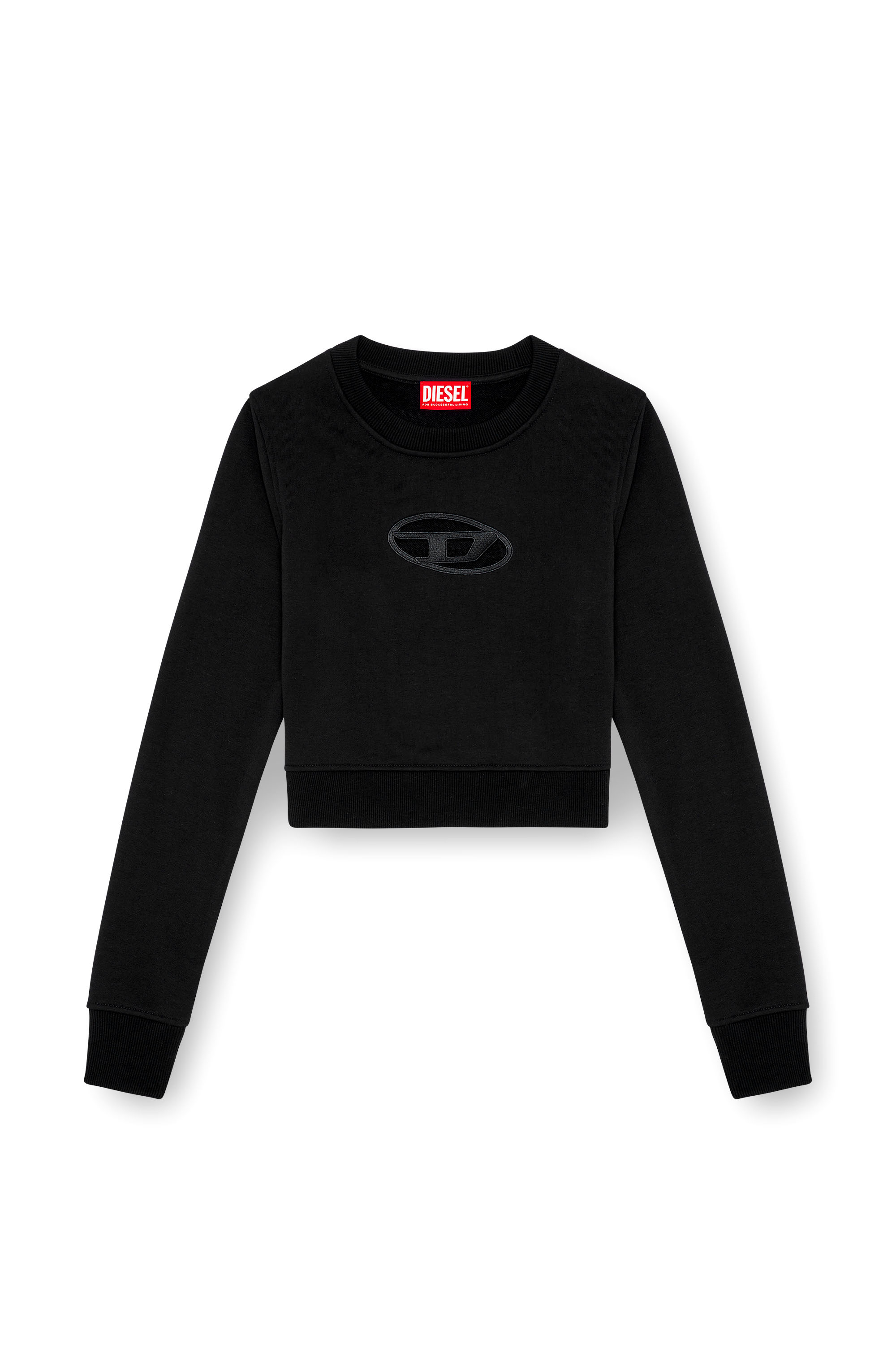 Diesel - F-SLIMMY-OD, Woman's Cropped sweatshirt with cut-out logo in Black - 3