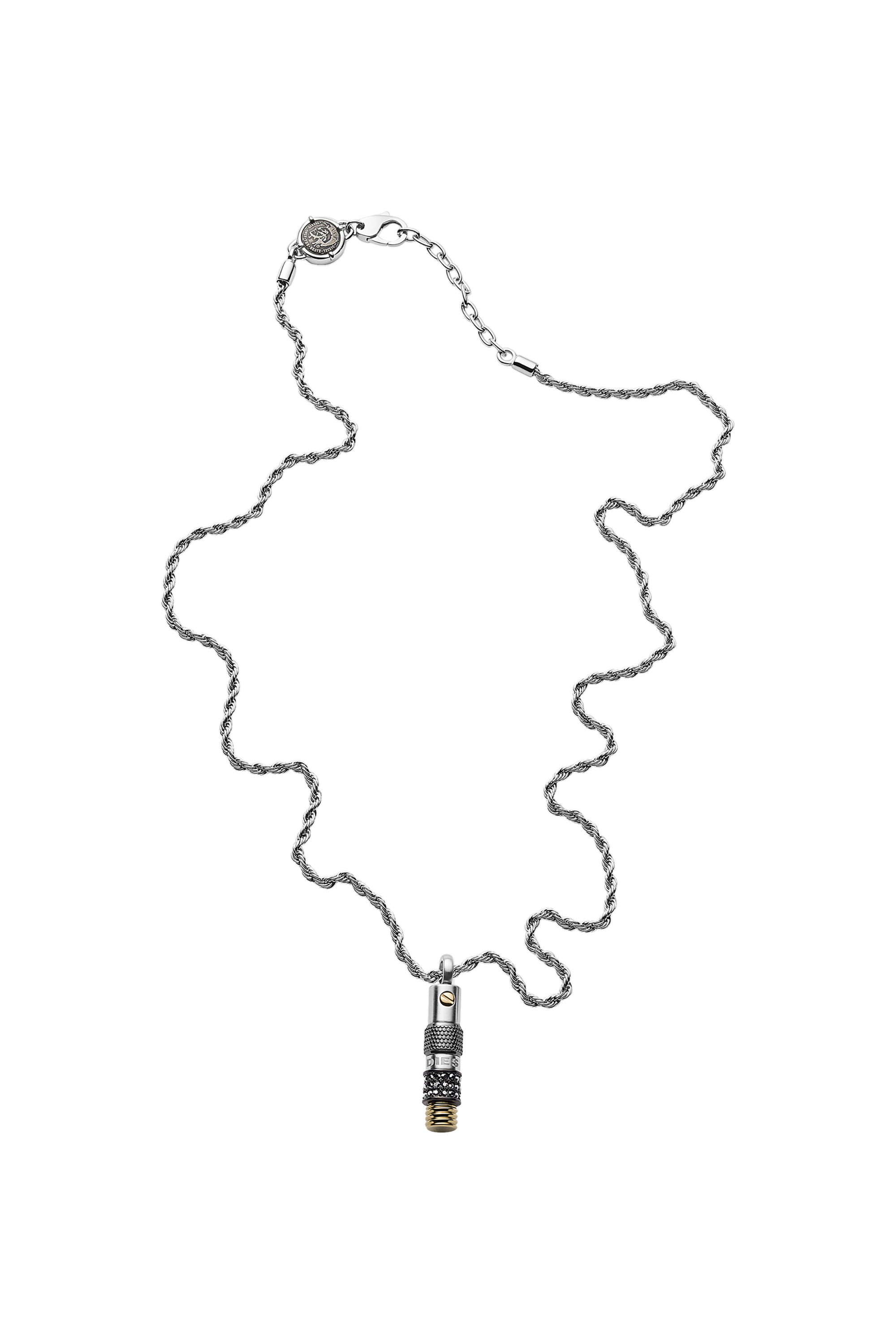 Diesel - DX1224, Man's Stainless Steel and Semi-Precious Pendant Necklace in Silver - 2