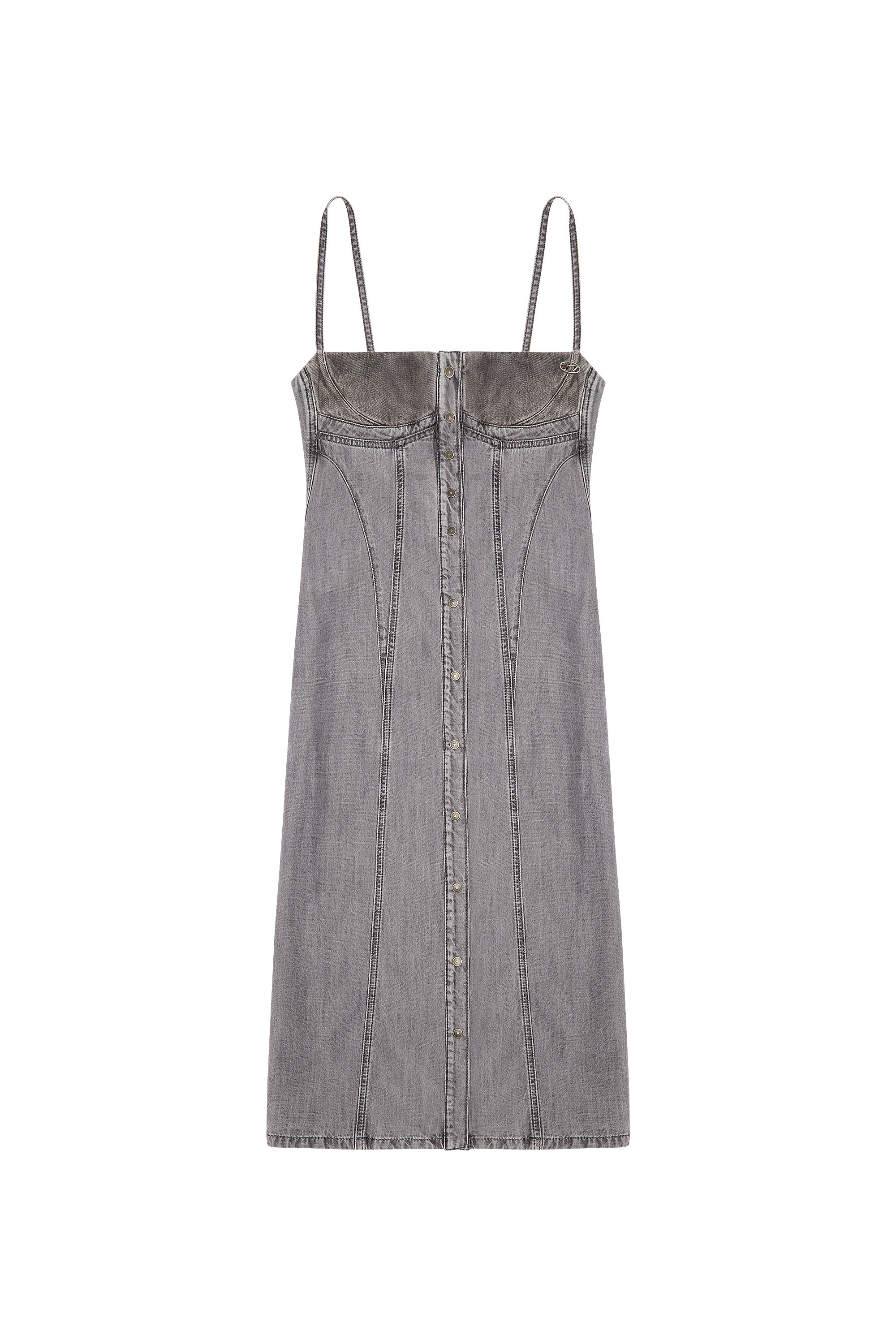 Diesel - DE-DRESSY, Woman's Strappy midi dress in light denim in Dark grey - 2
