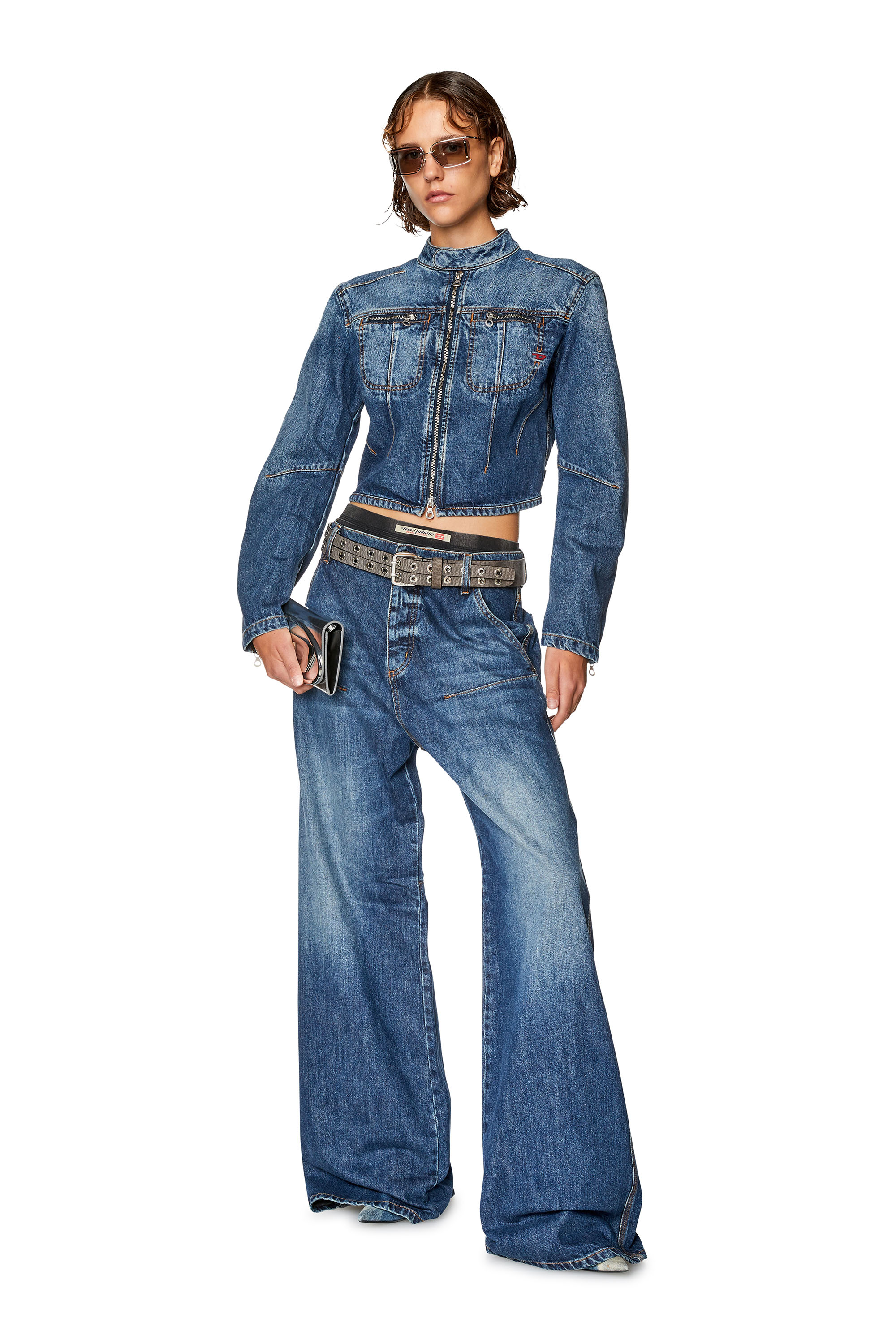 Diesel - DE-SLIMMY-BK-S, Woman's Slim-fit zip denim jacket in Medium blue - 2