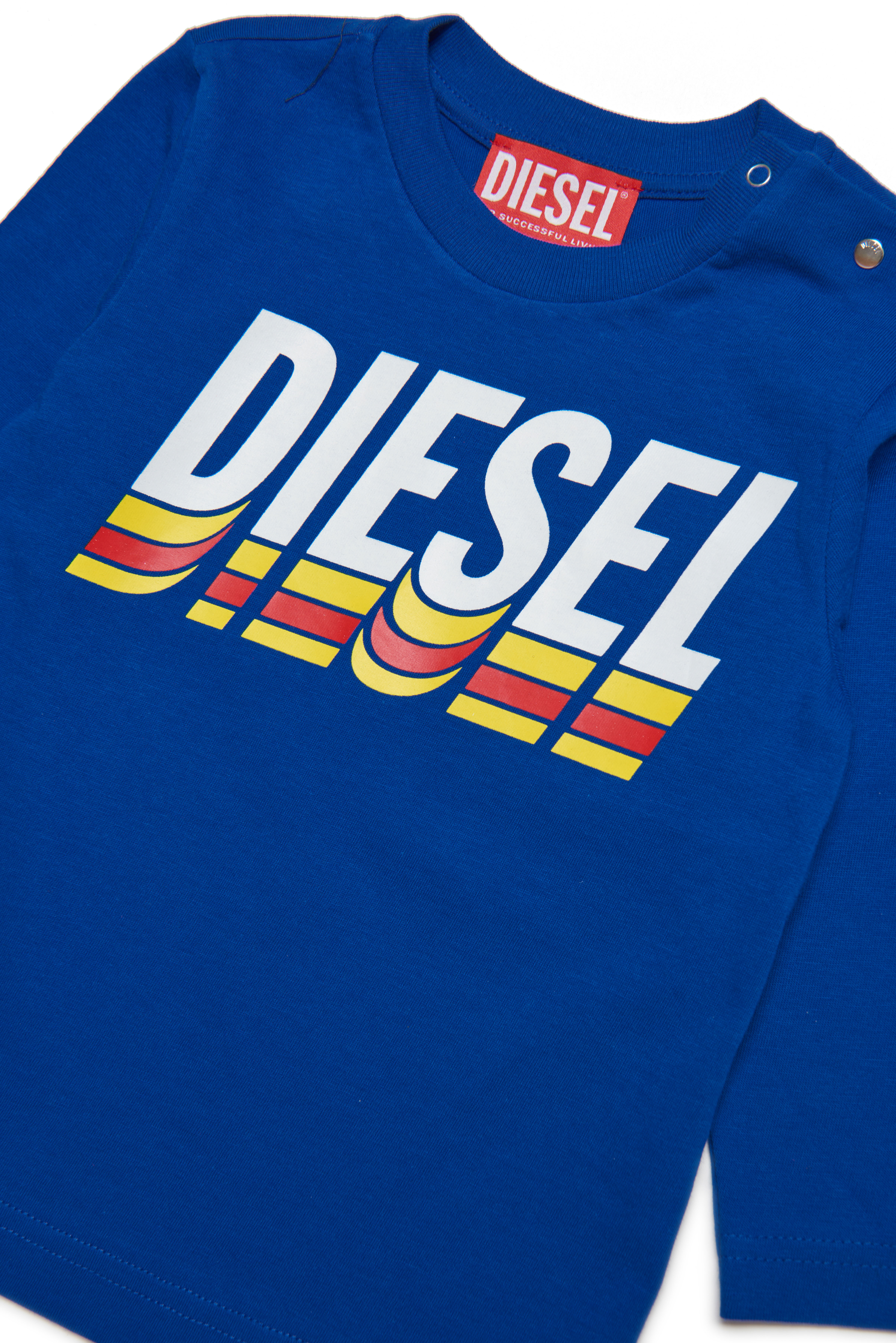 Diesel - TVASELSB, Man's Long-sleeve T-shirt with dynamic logo in Blue - 3