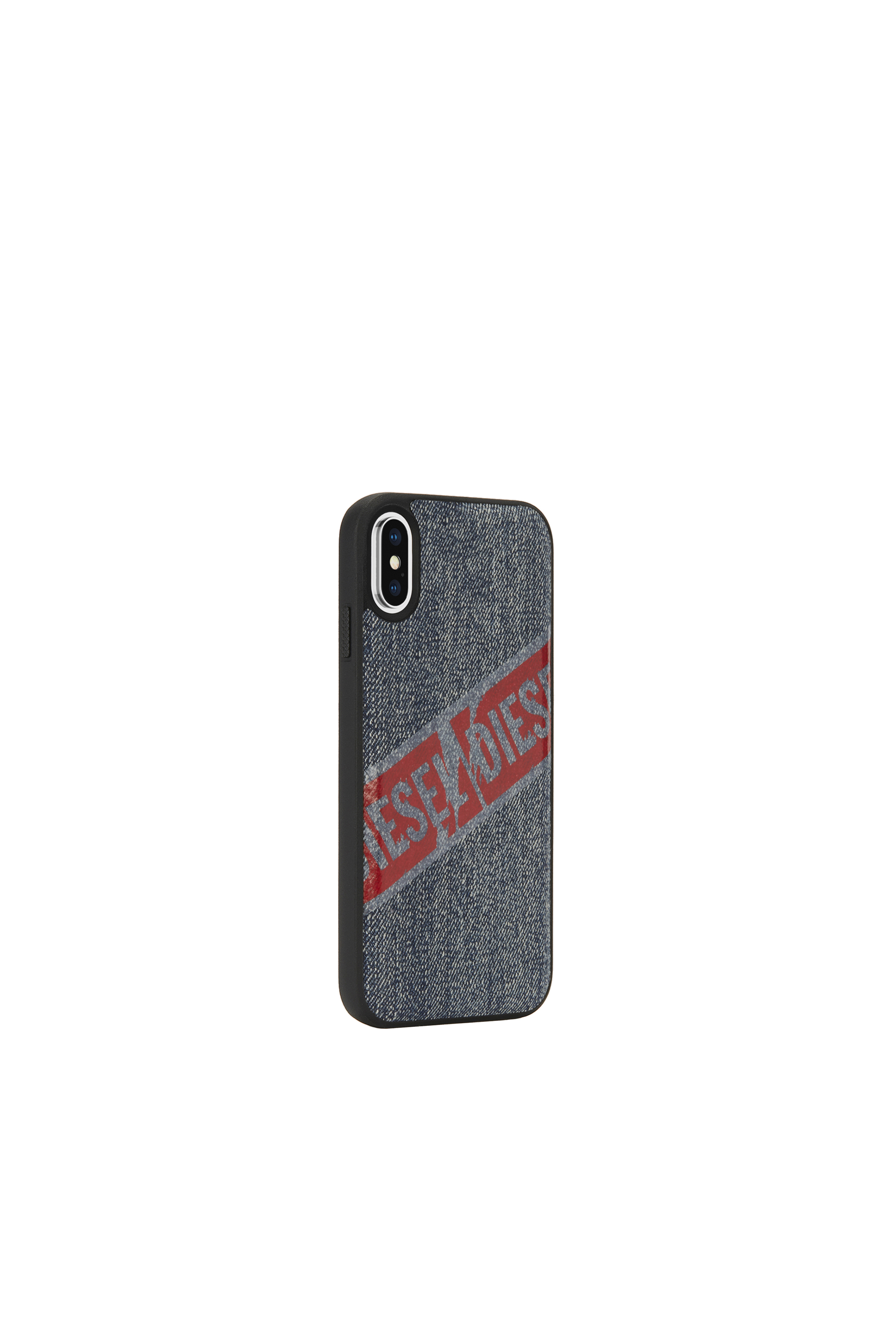 Diesel - VINTAGE DENIM IPHONE X CASE, Unisex's Vintage denim red logo case, iPhone X in Blue Jeans - 4