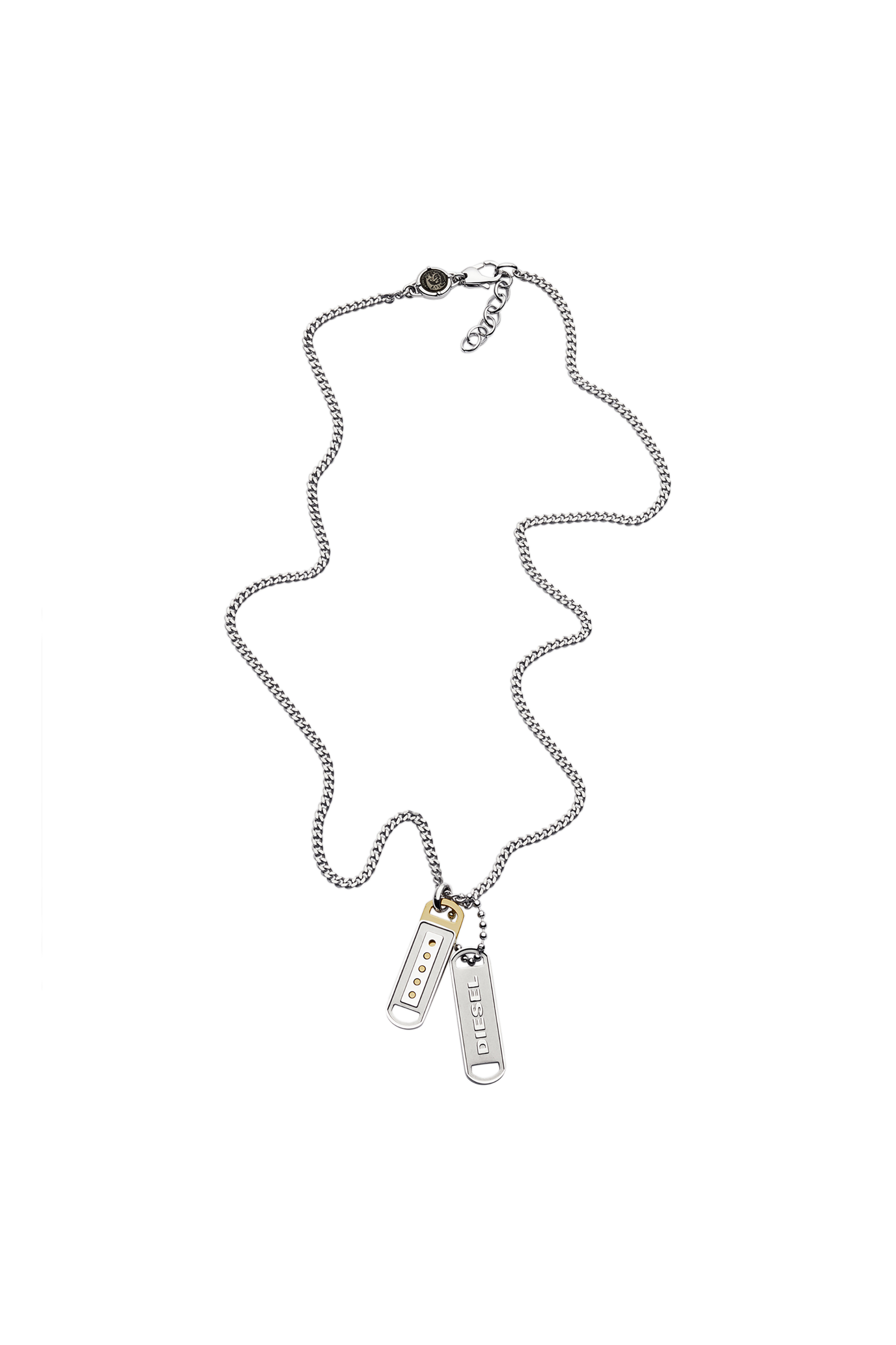 Diesel - DX1213, Man's Stainless Steel Double Pendant Necklace in Silver - 2