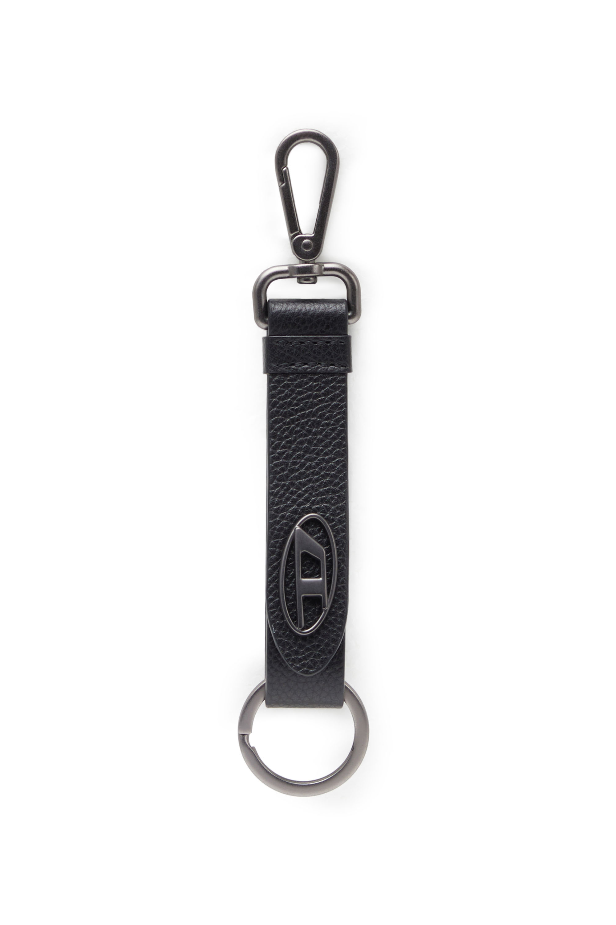 Diesel - KEY RING, Man's Keyring in textured leather in Black - 1