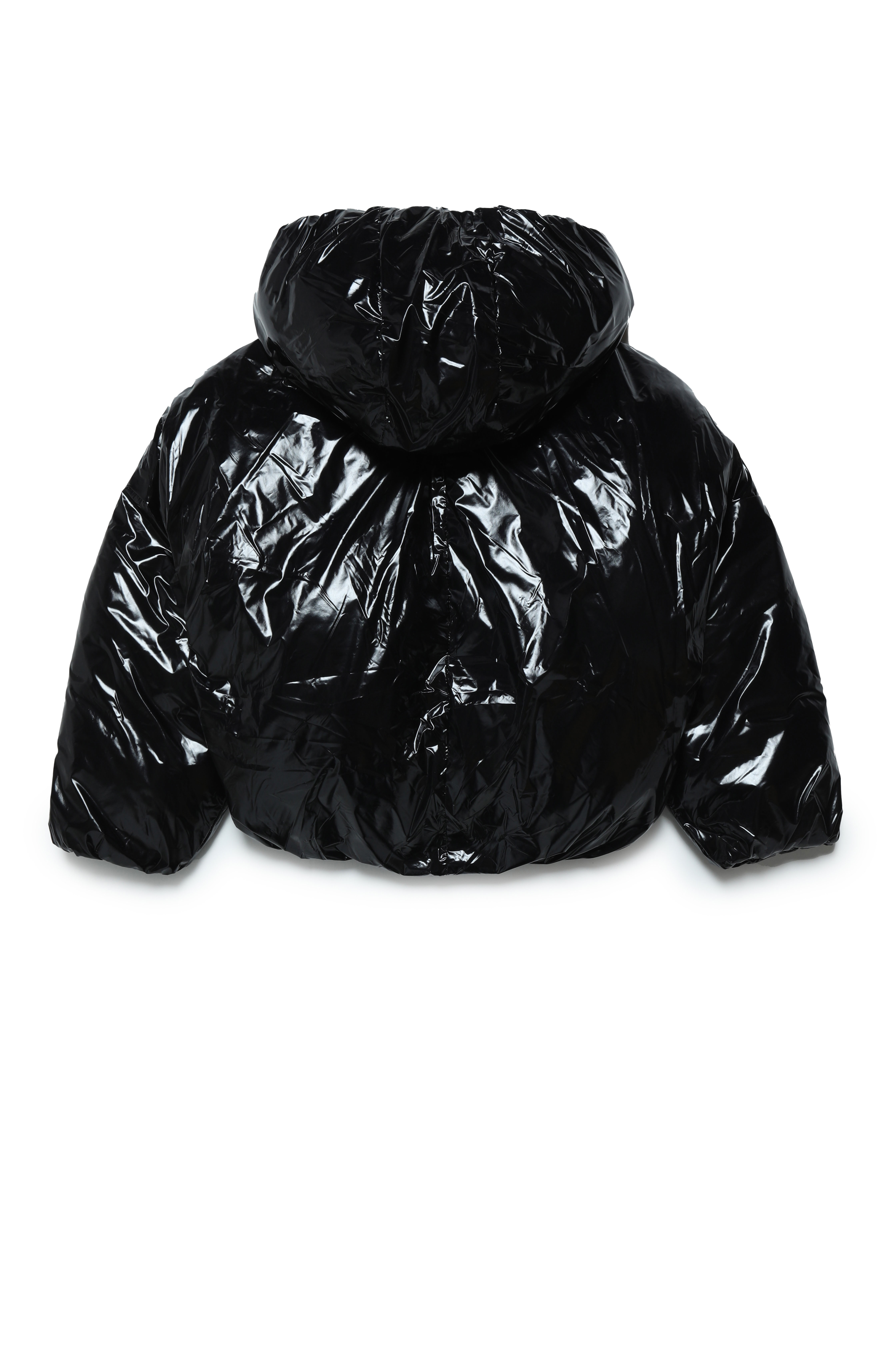 Diesel - JORINY, Woman's Hooded jacket in shiny nylon in Black - 2
