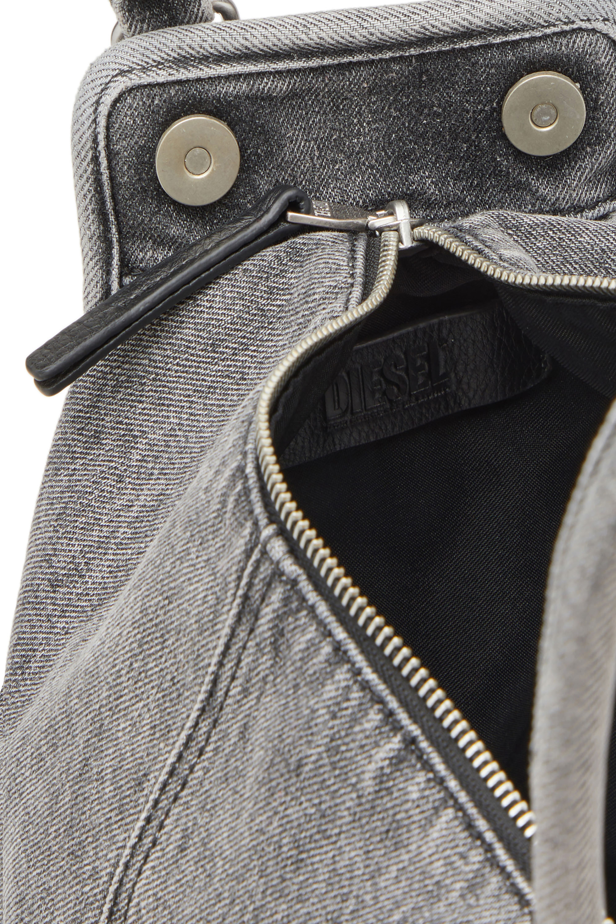 Diesel - D-VINA-S, Woman's D-Vina-S - Small slouchy bag in solarised denim in Black - 4