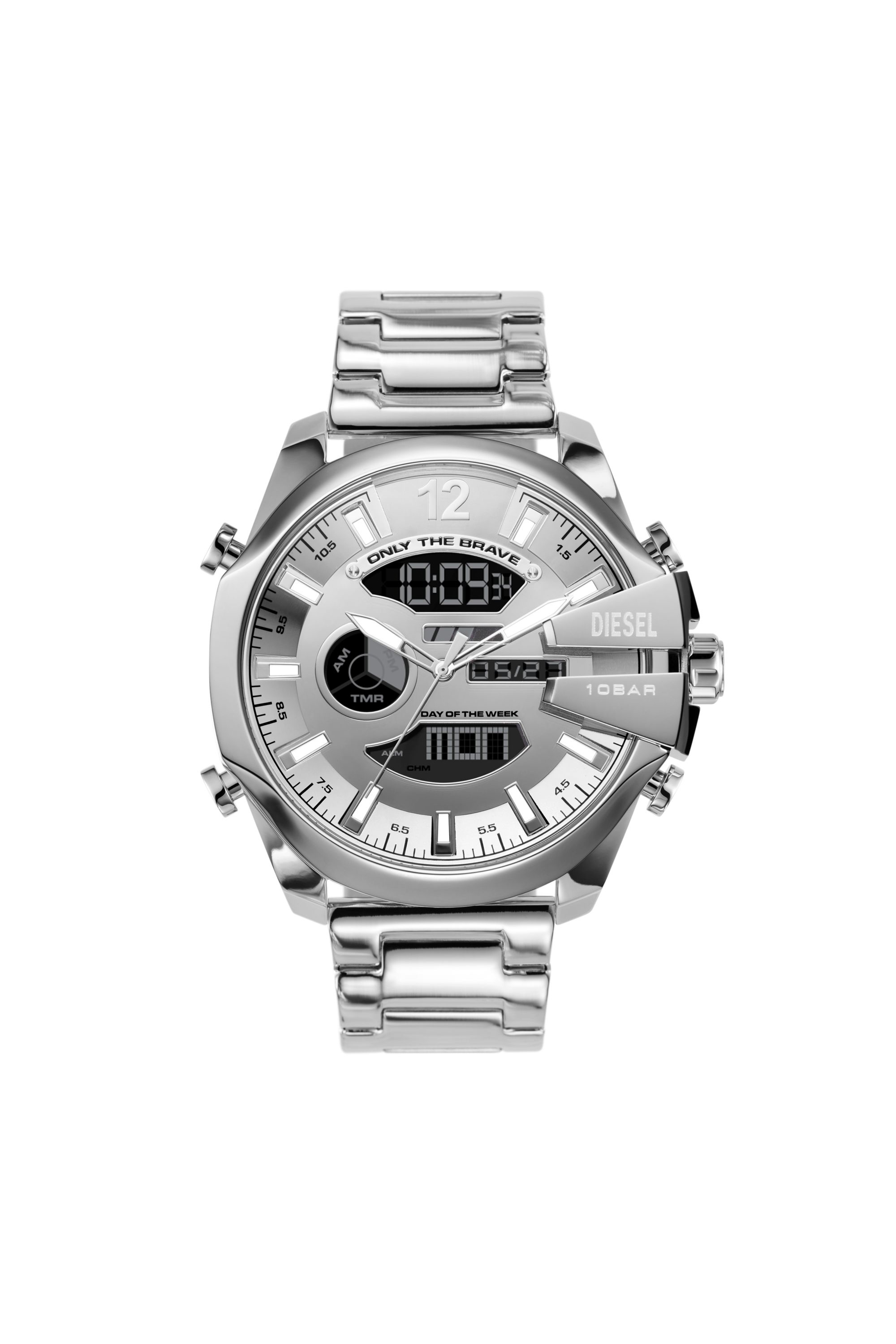 Diesel - DZ4648, Man's Mega Chief ana-digi stainless steel watch in Silver - 1
