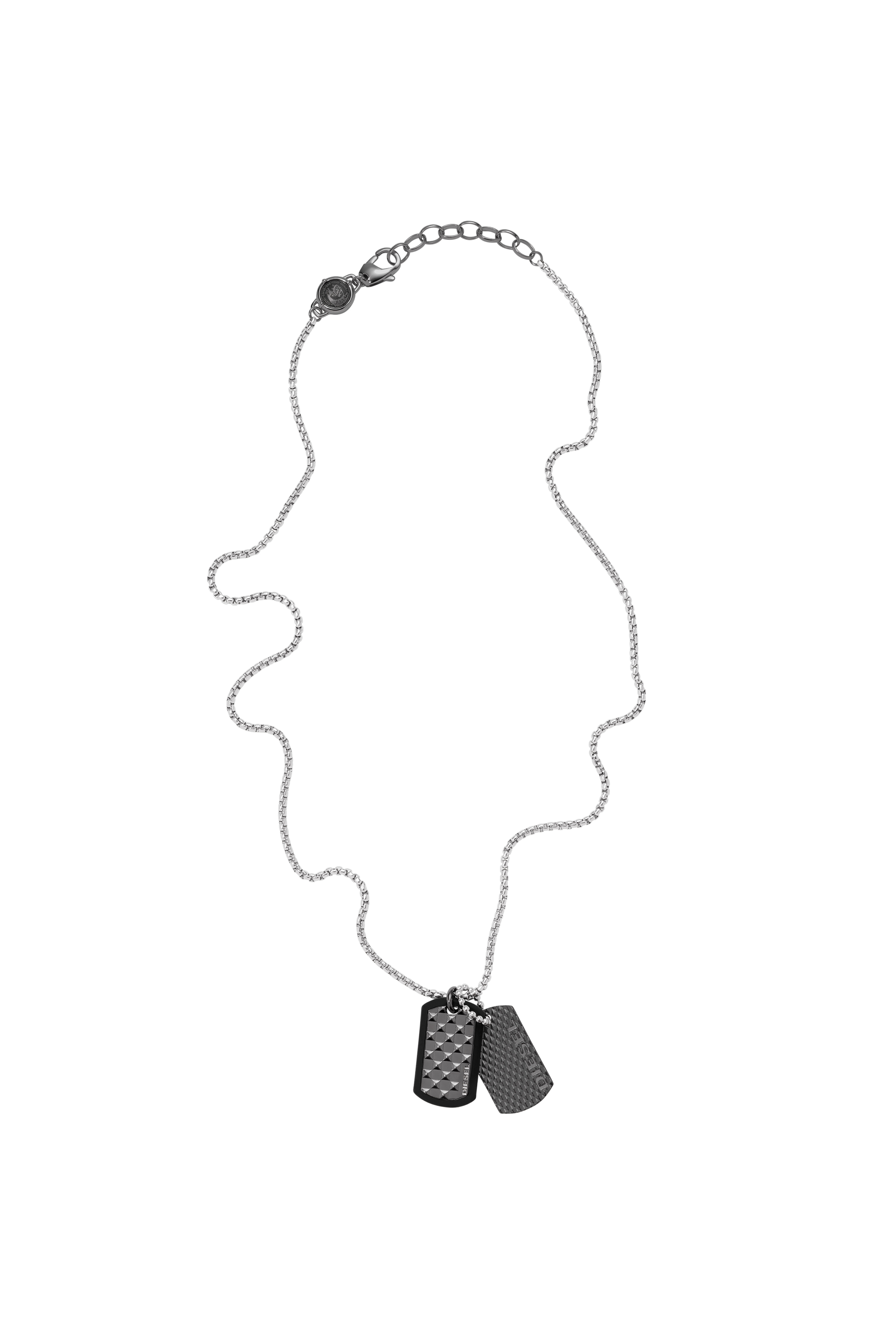 Diesel - DX1313, Man's Double dogtag necklace in Dark grey - 2