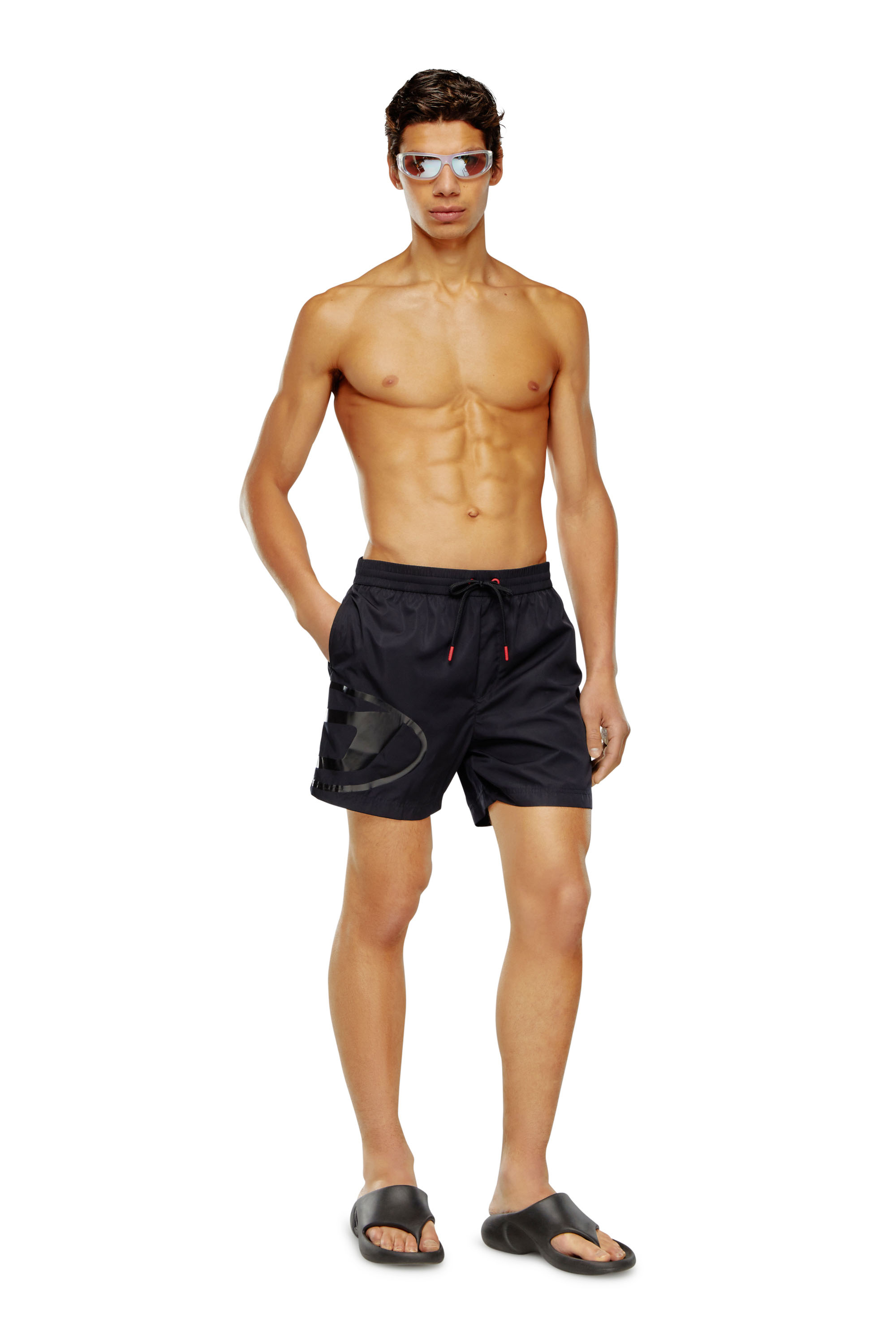 Diesel - BMBX-RIO-41, Man's Swim shorts with shiny Oval D logo in Black - 1