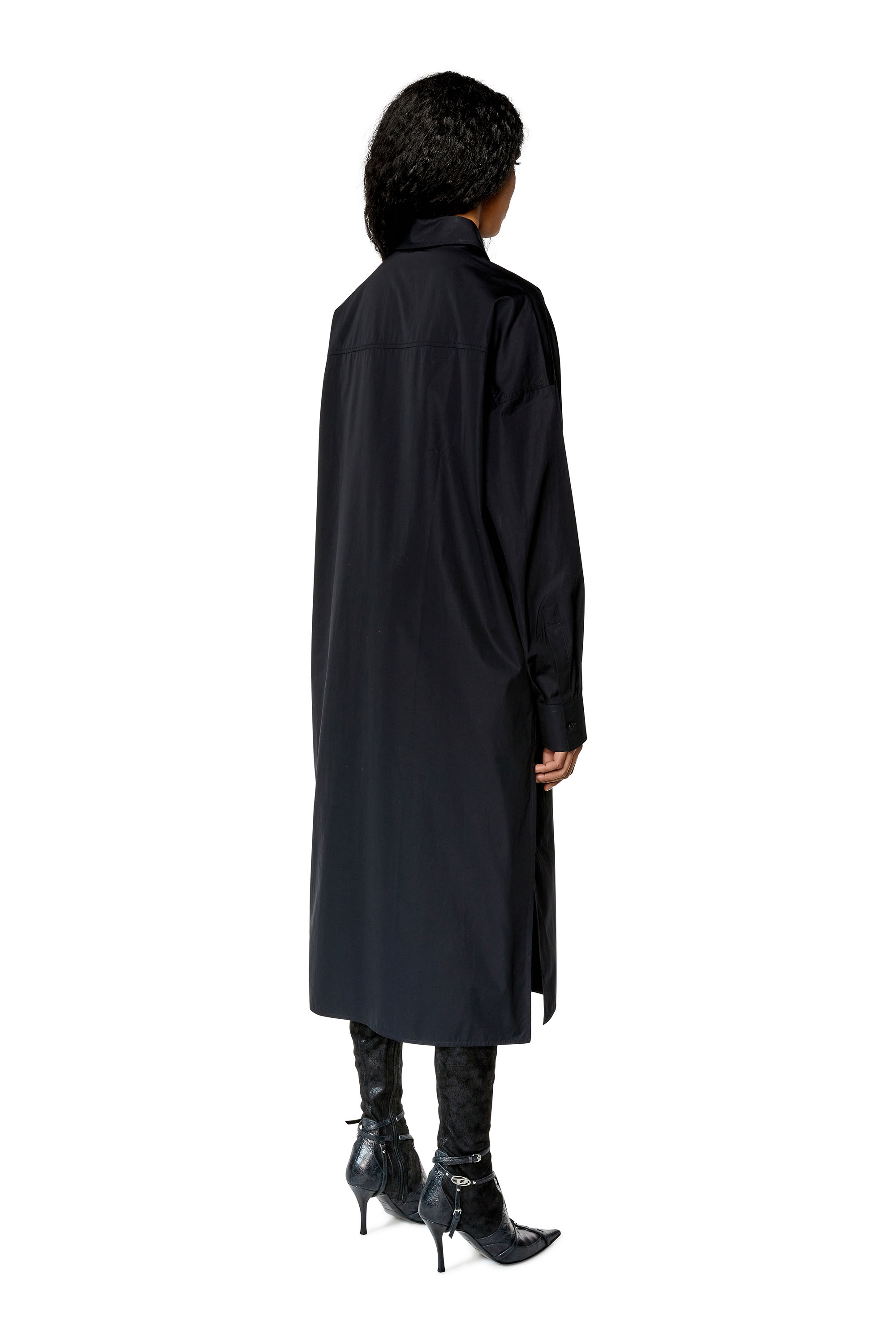 Diesel - D-LUN, Woman's Shirt dress with maxi oval D embroidery in Black - 2