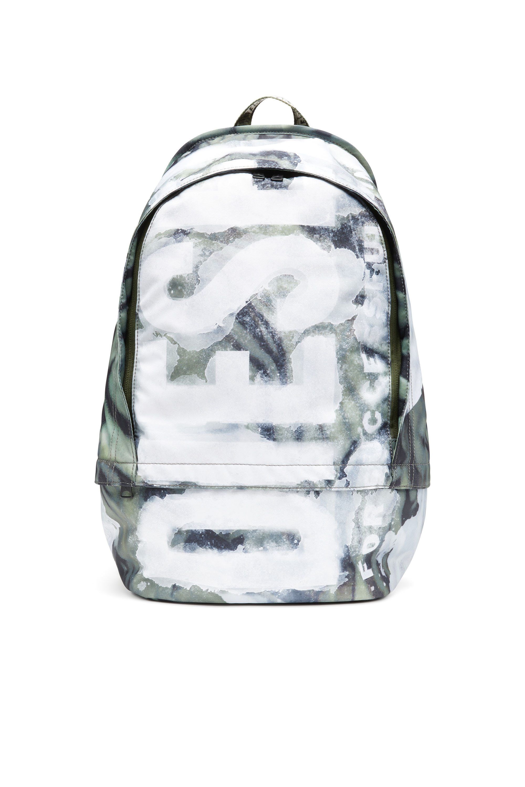 Diesel - RAVE BACKPACK X, Unisex's Rave-Backpack with wet-effect camo print in Green/White - 1