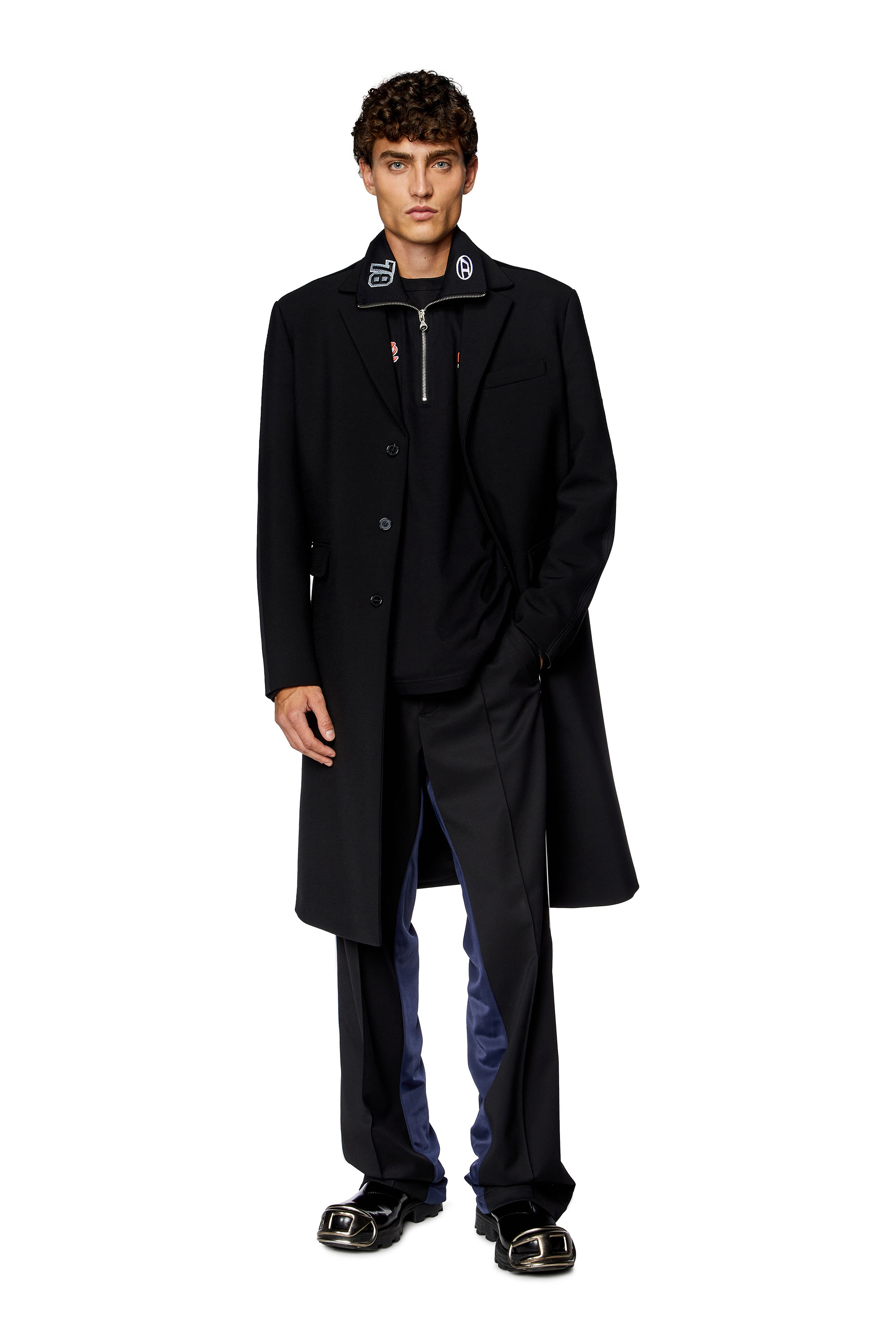 Diesel - J-DELLER, Man's Hybrid coat in cool wool and jersey in Black - 1