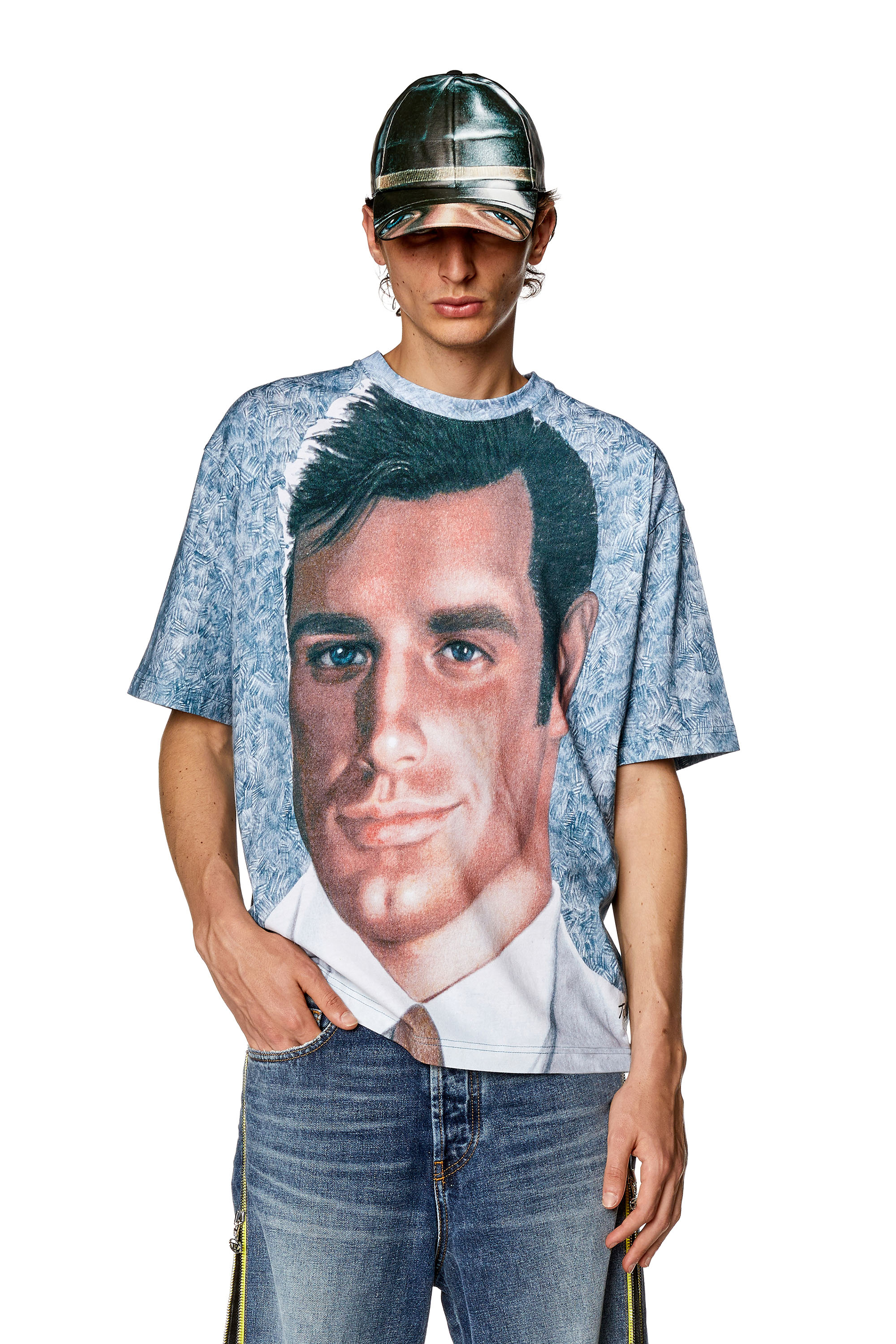 Diesel - PR-T-WASH-23, Unisex's Loose-fit T-shirt with all-over print in Blue - 1