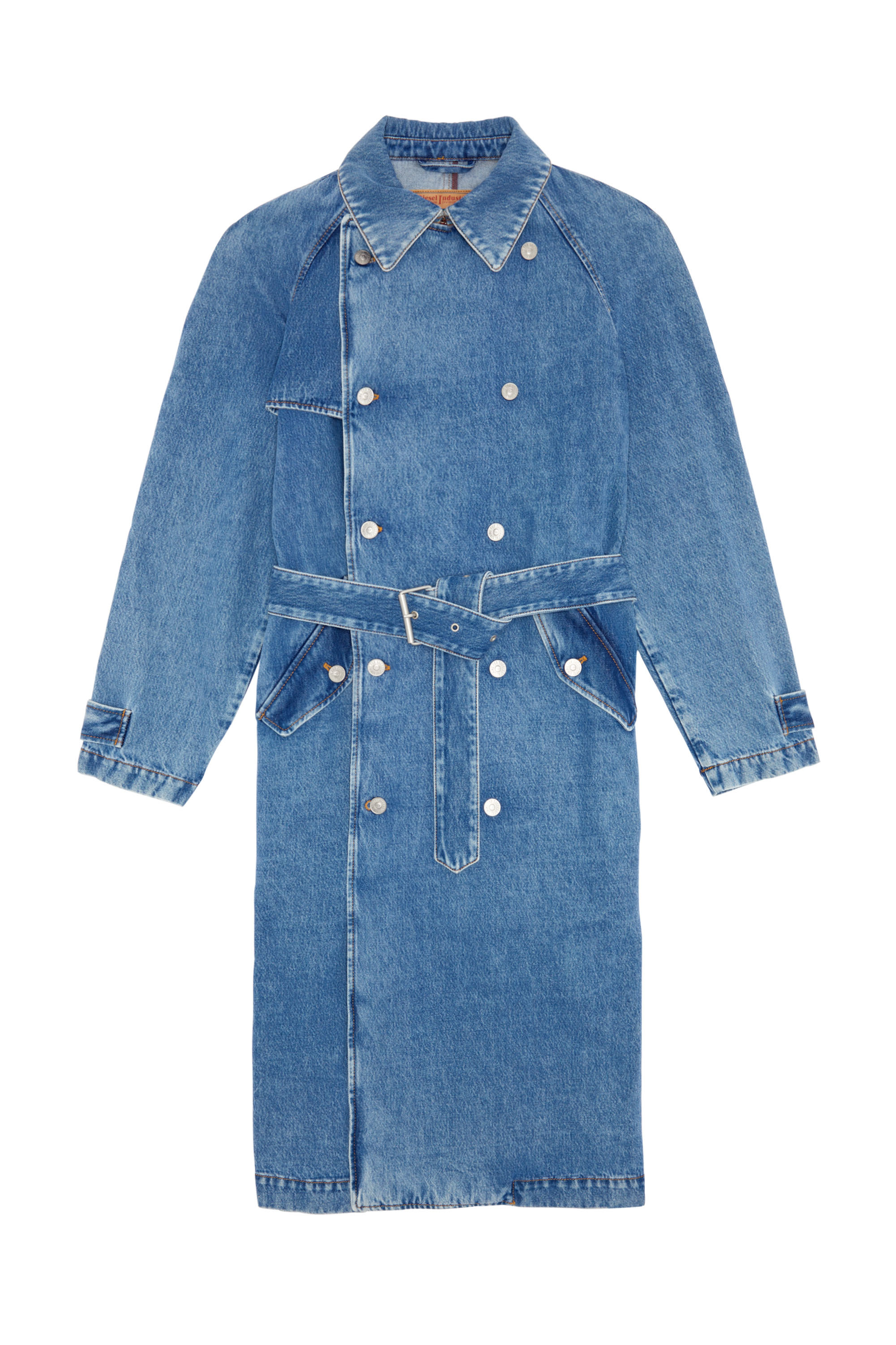 Diesel - D-DELIRIOUS DOUBLE BREASTED TRENCH COAT, Unisex's Trench coat in denim in Medium blue - 3