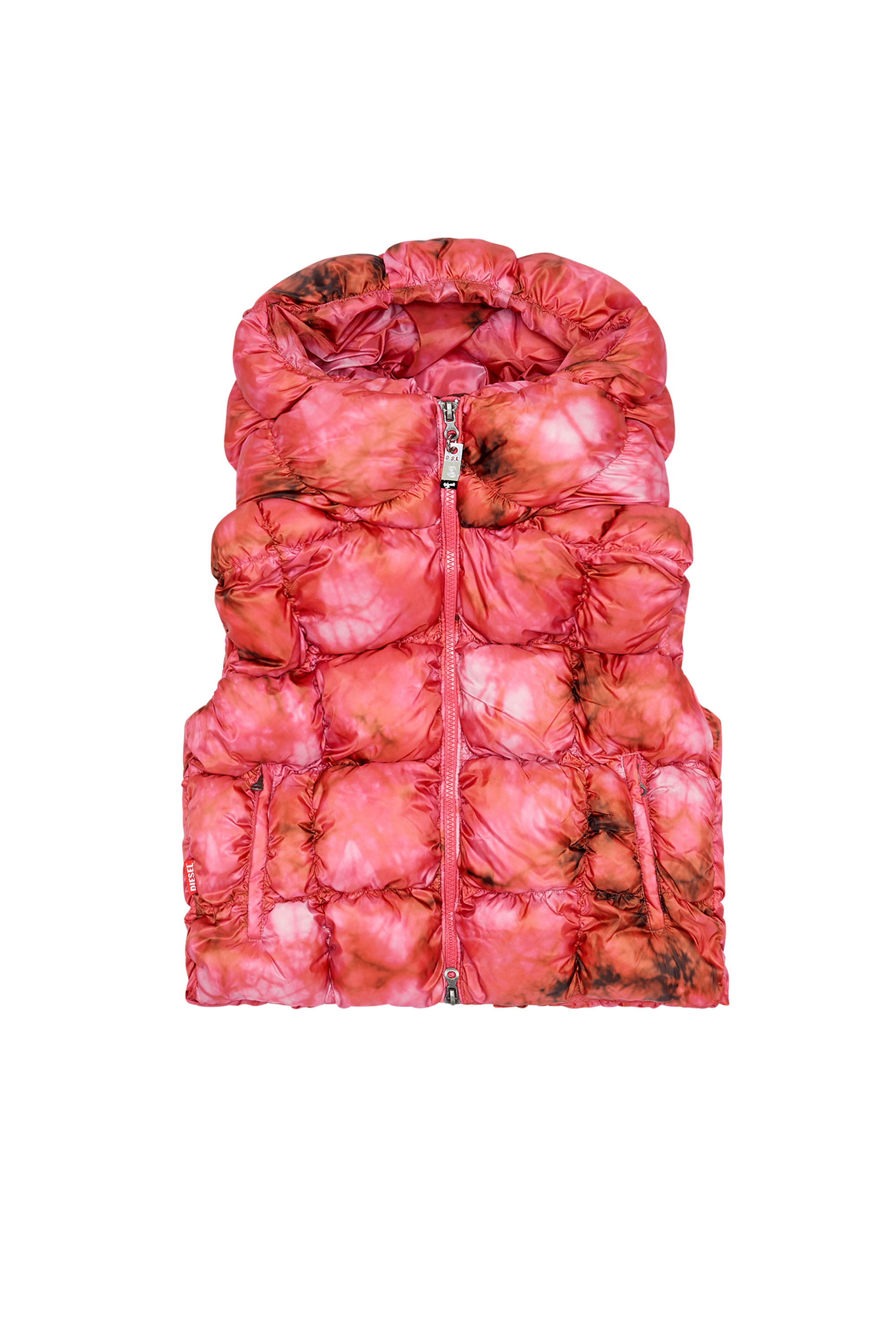 Diesel - W-RALLA-SL, Woman's Sleeveless tie-dye puffer jacket in Hot pink - 3