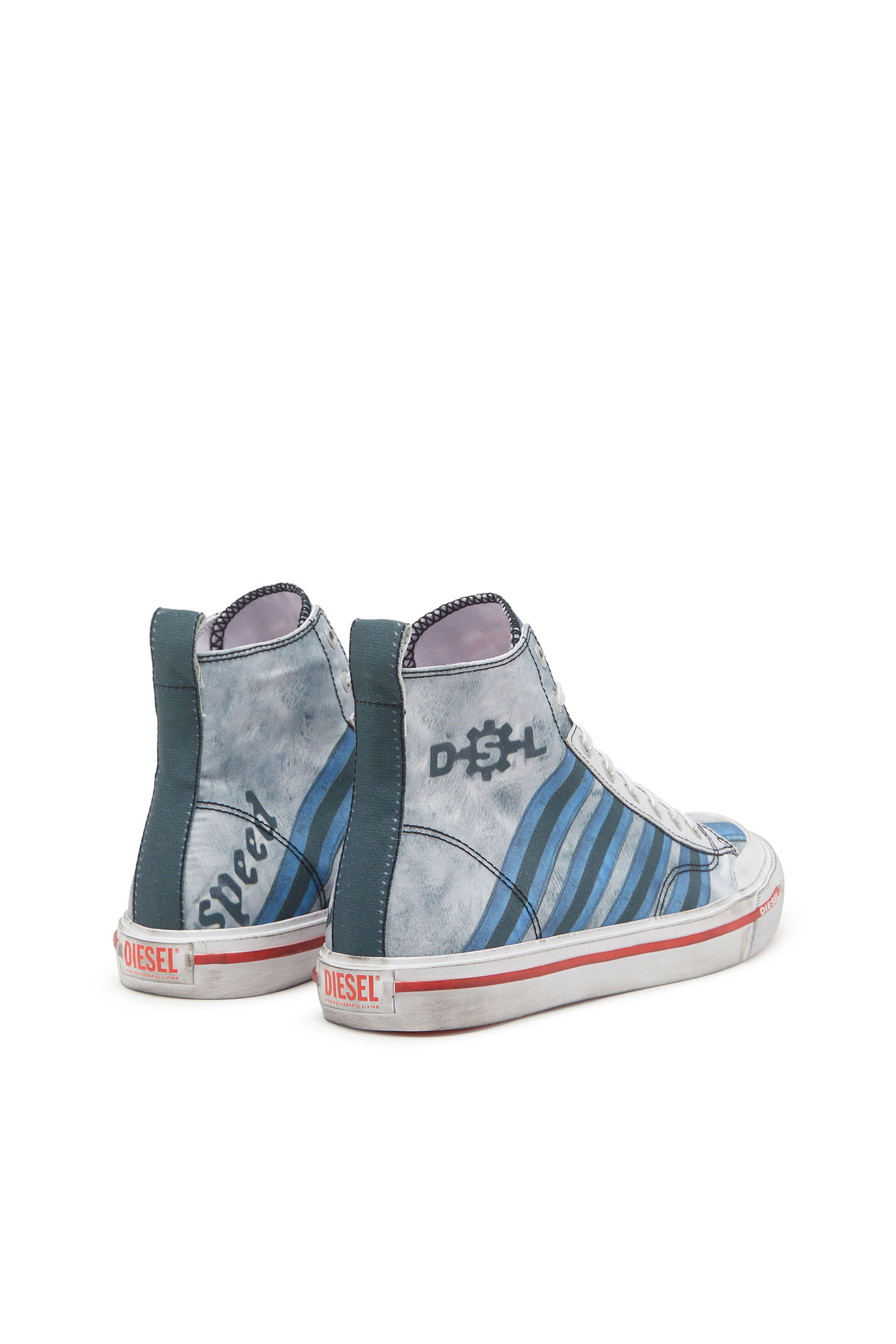 Diesel - S-ATHOS MID, Man's S-Athos Mid - High-top sneaker with all-over print in Light Blue - 3