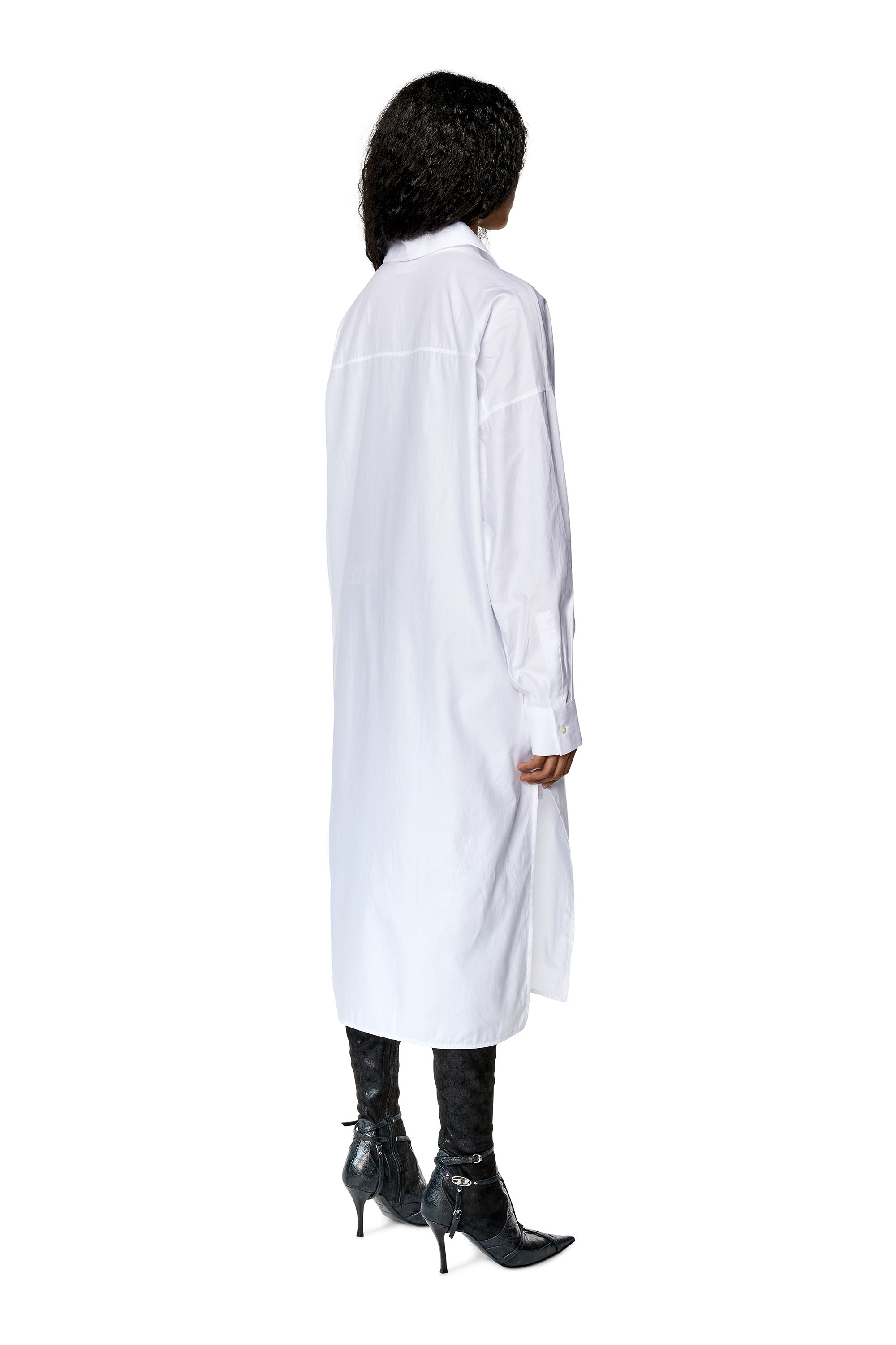 Diesel - D-LUN, Woman's Shirt dress with maxi oval D embroidery in White - 3