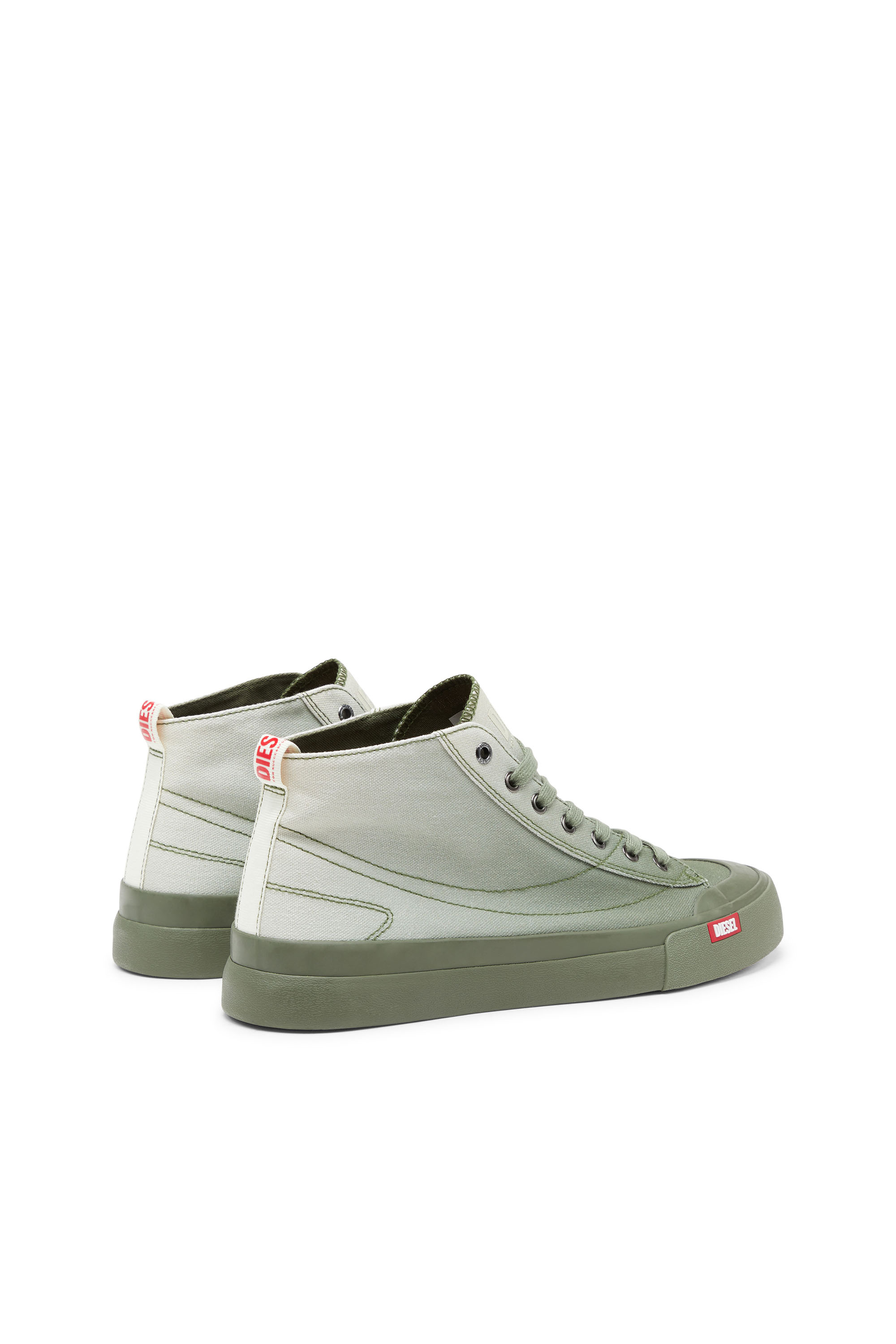 Diesel - S-ATHOS MID, Man's S-Athos Mid-High-top sneakers in faded canvas in Green/White - 3