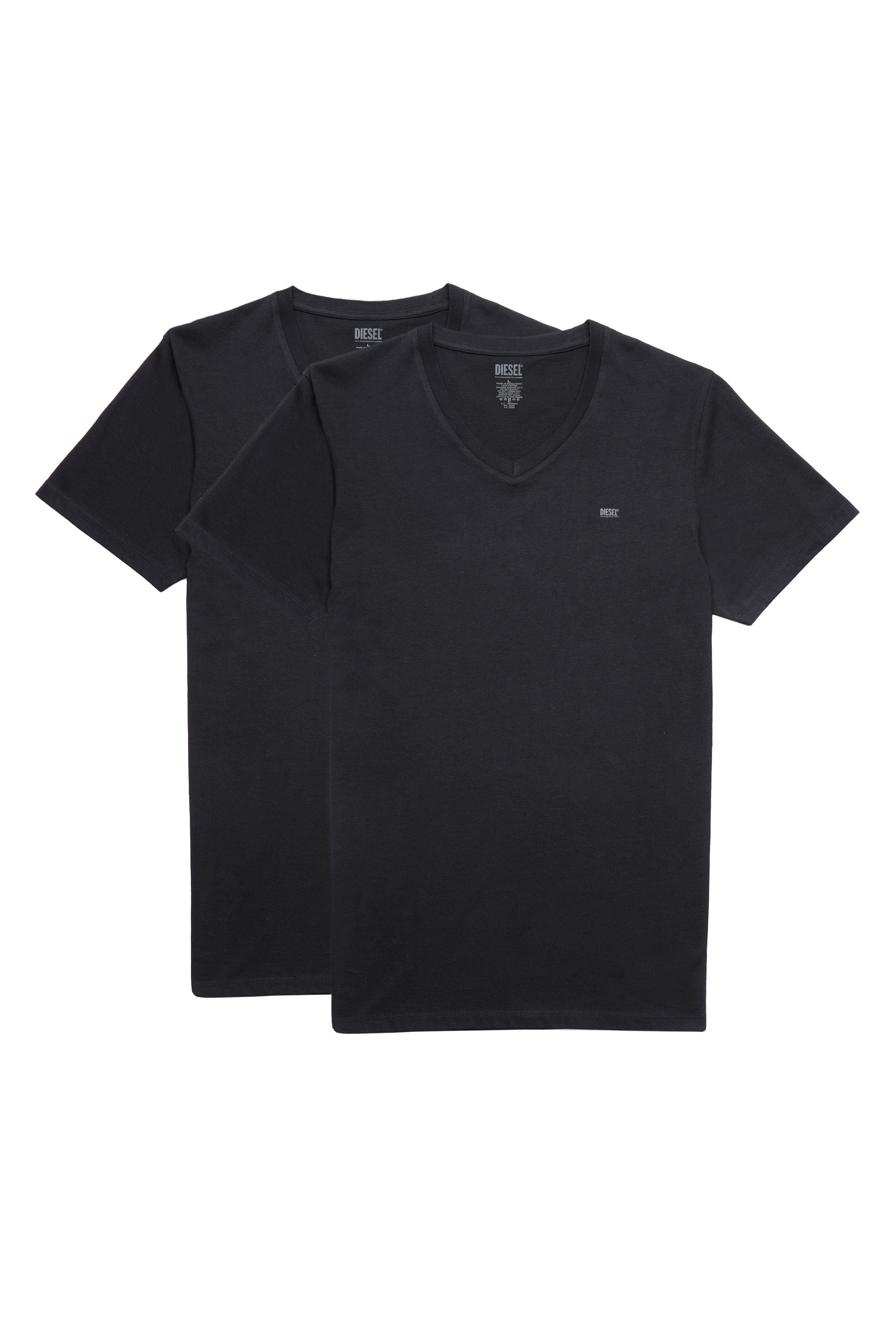 Diesel - UMTEE-MICHAEL-TUBE-TWOPACK, Man's Two-pack V-neck T-shirts with logo print in Black - 1