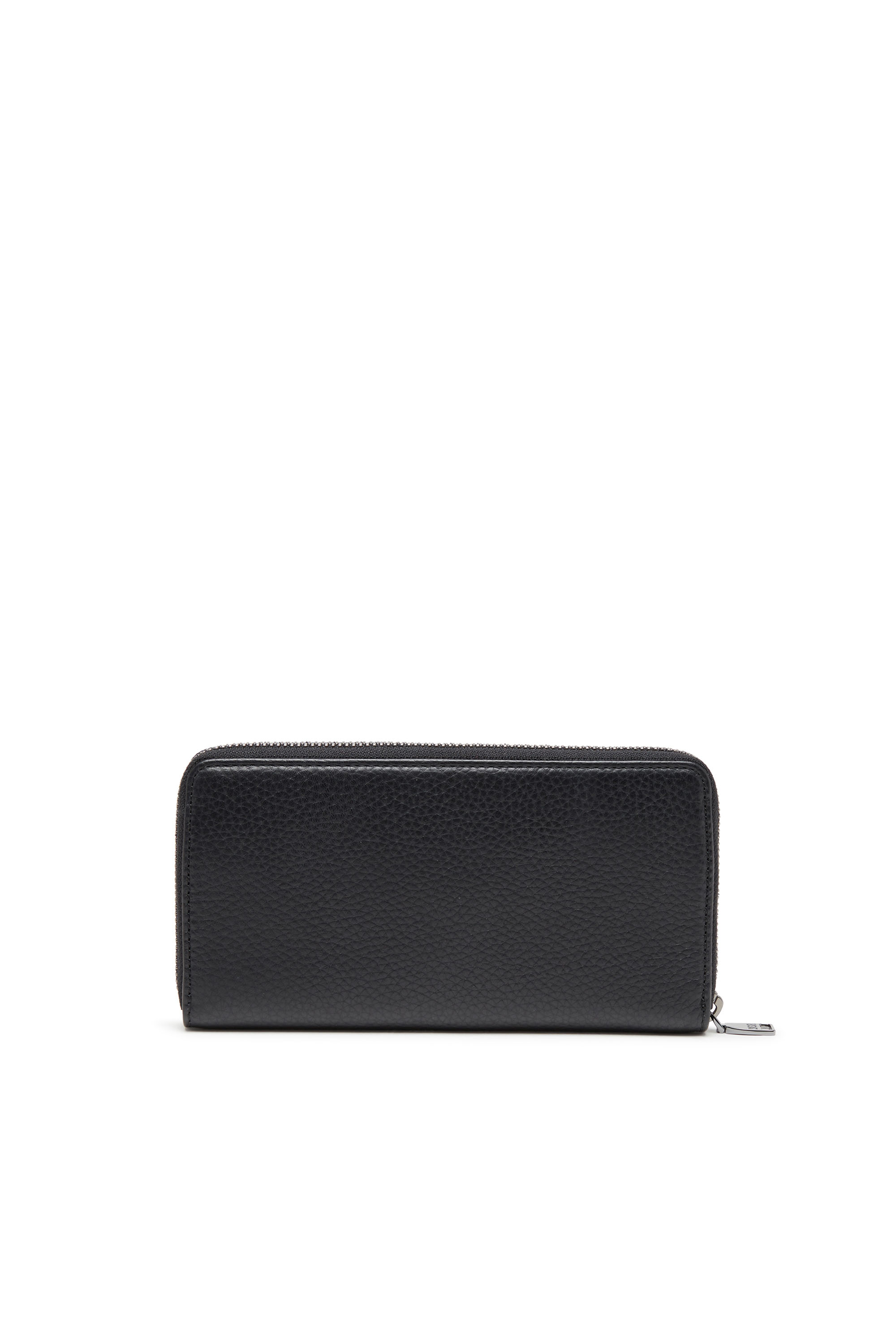 Diesel - CONTINENTAL ZIP L, Man's Leather zip-around wallet with logo plaque in Black - 2