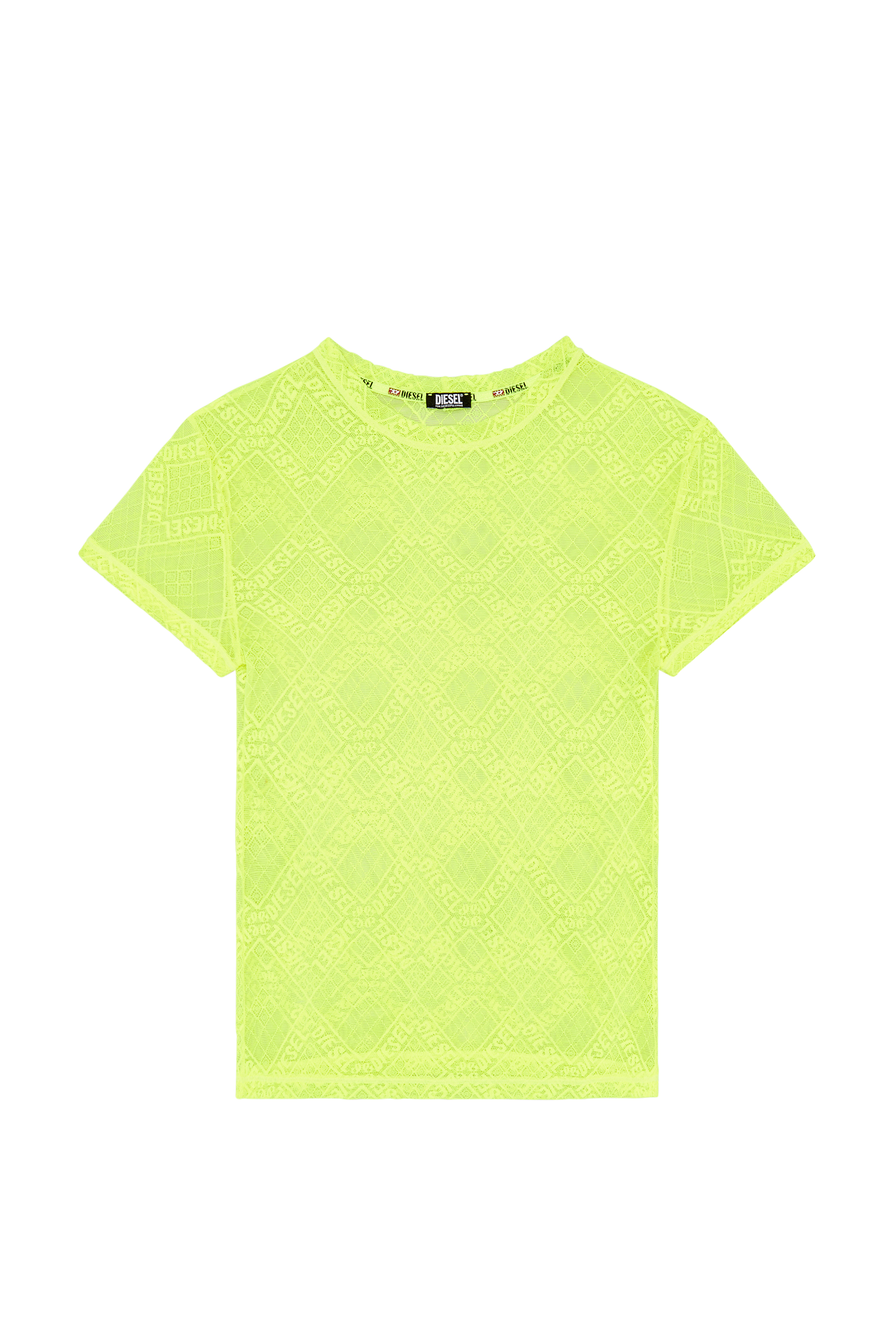 Diesel - UFTEE-MELANY, Woman's Stretch-lace T-shirt in Yellow Fluo - 4