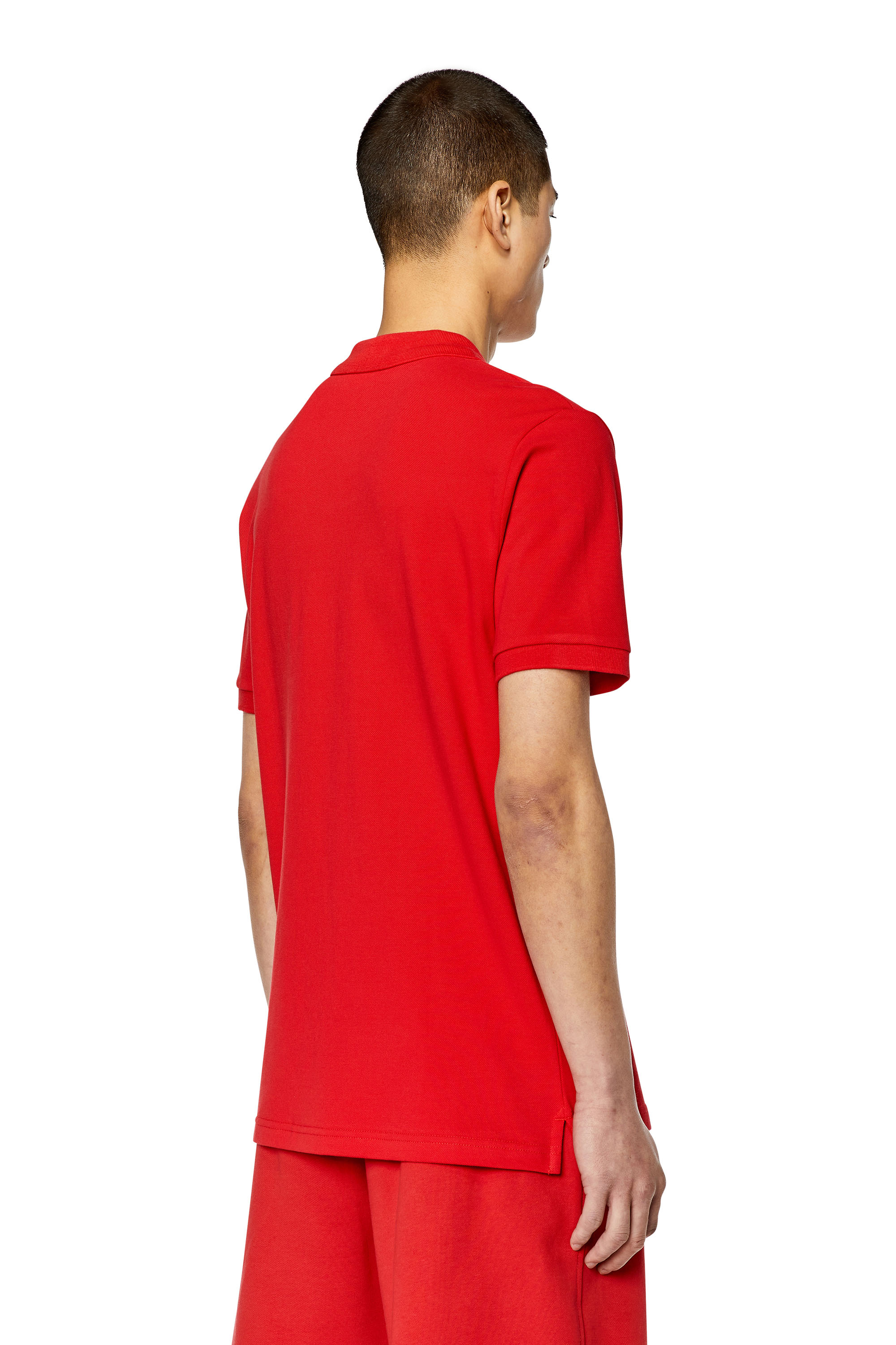 Diesel - T-SMITH-DIV, Man's Polo shirt with high-density logo print in Cherry Red - 4