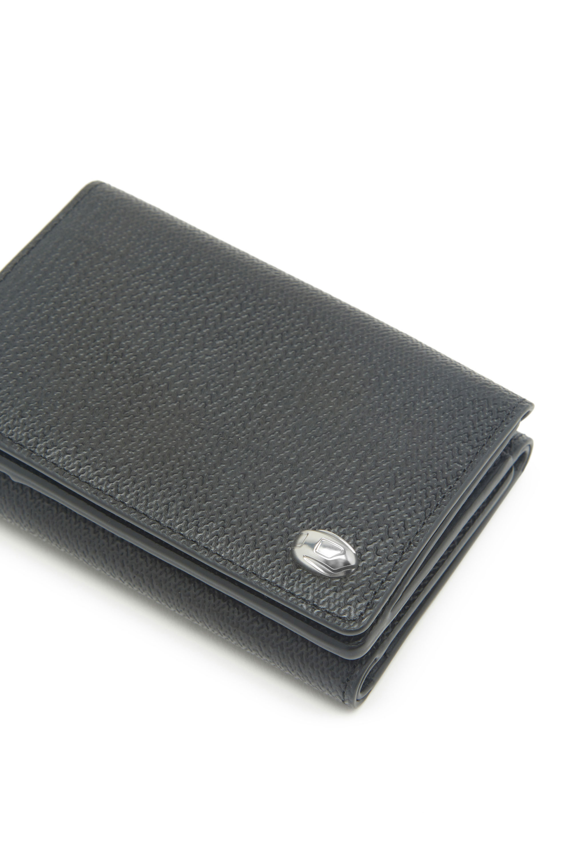 Diesel - TRI-FOLD COIN S, Man's Tri-fold wallet in textured leather in Black - 4