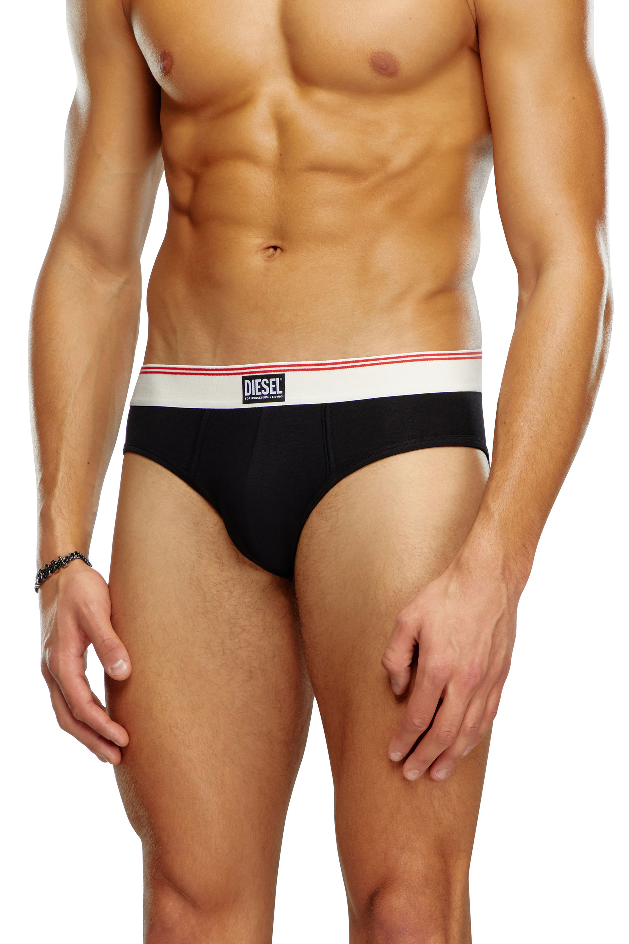 Diesel - UMBR-ANDRETHREEPACK, Man's Three-pack nude cotton briefs in Blue/Red - 2