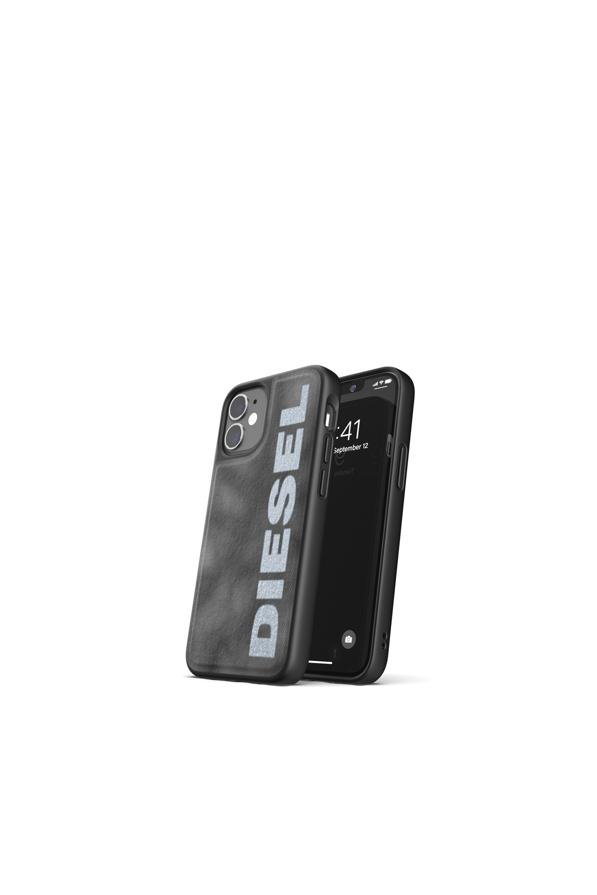 Diesel - 44296  STANDARD CASES, Unisex's Moulded case bleached denim for iPhone 12 mini in Black/Grey - 3