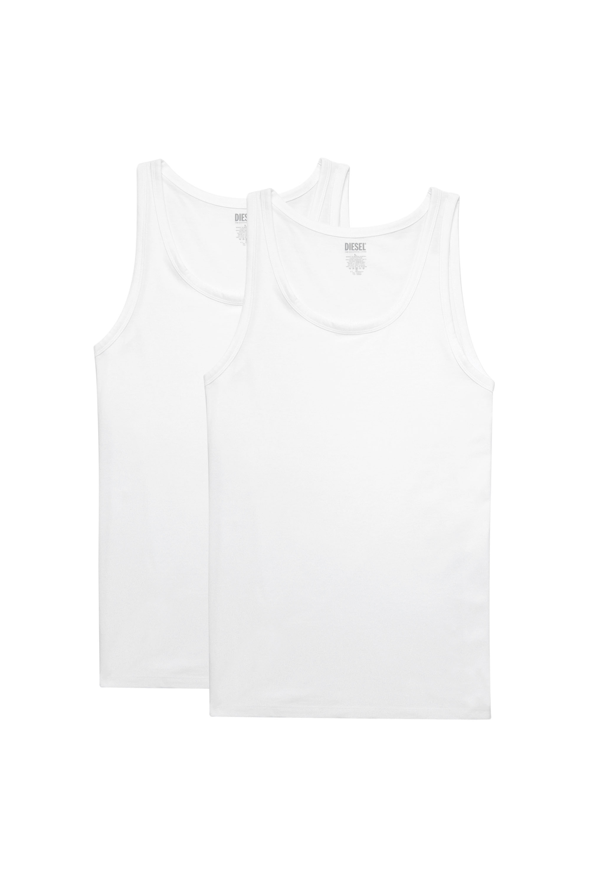 Diesel - UMTK-JOHNNY-TUBE-TWOPACK, Man's Two-pack of tank tops with logo print in White - 1