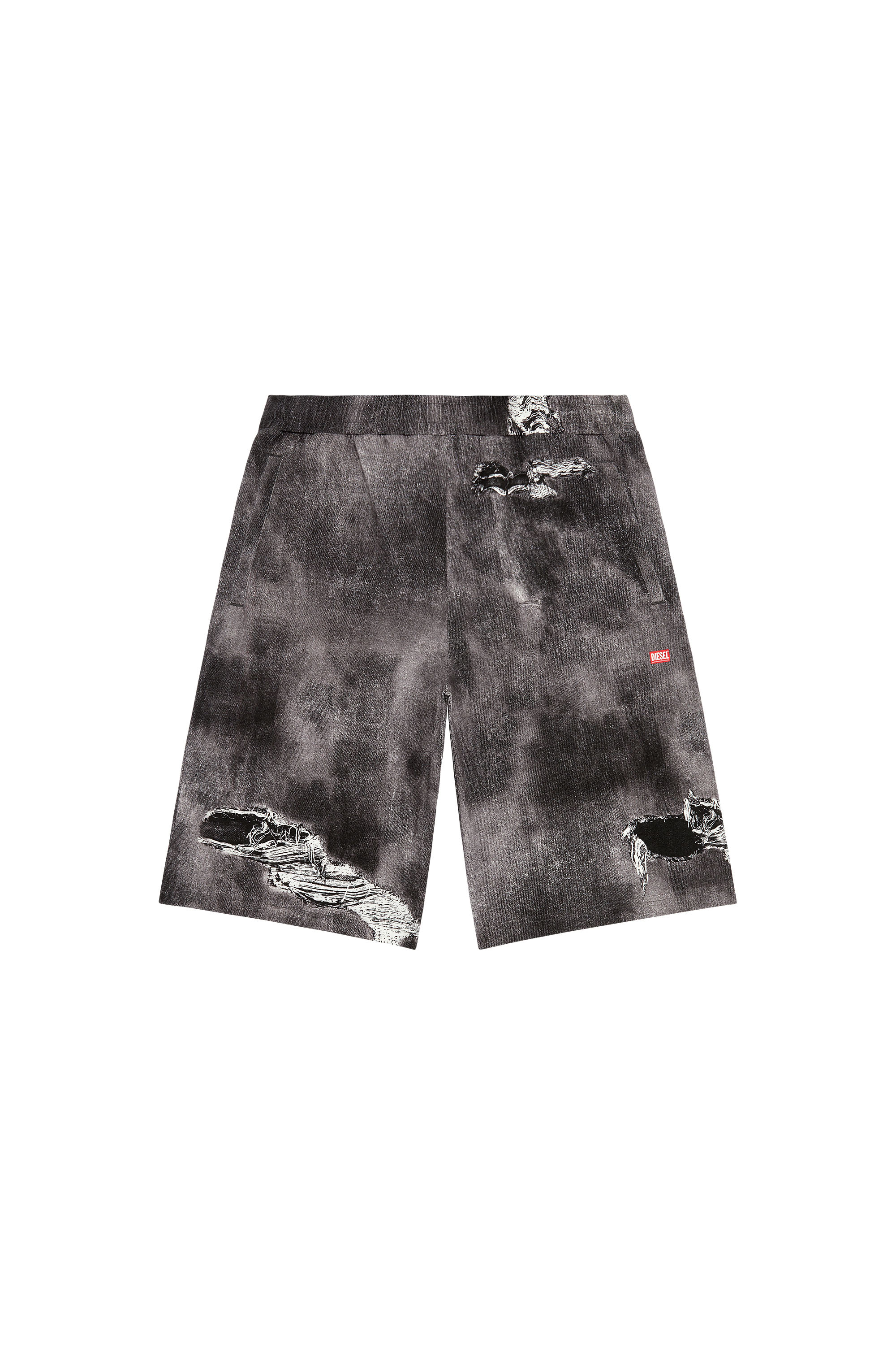 Diesel - P-STON-SHORT, Man's Jersey shorts with denim print in Black - 3