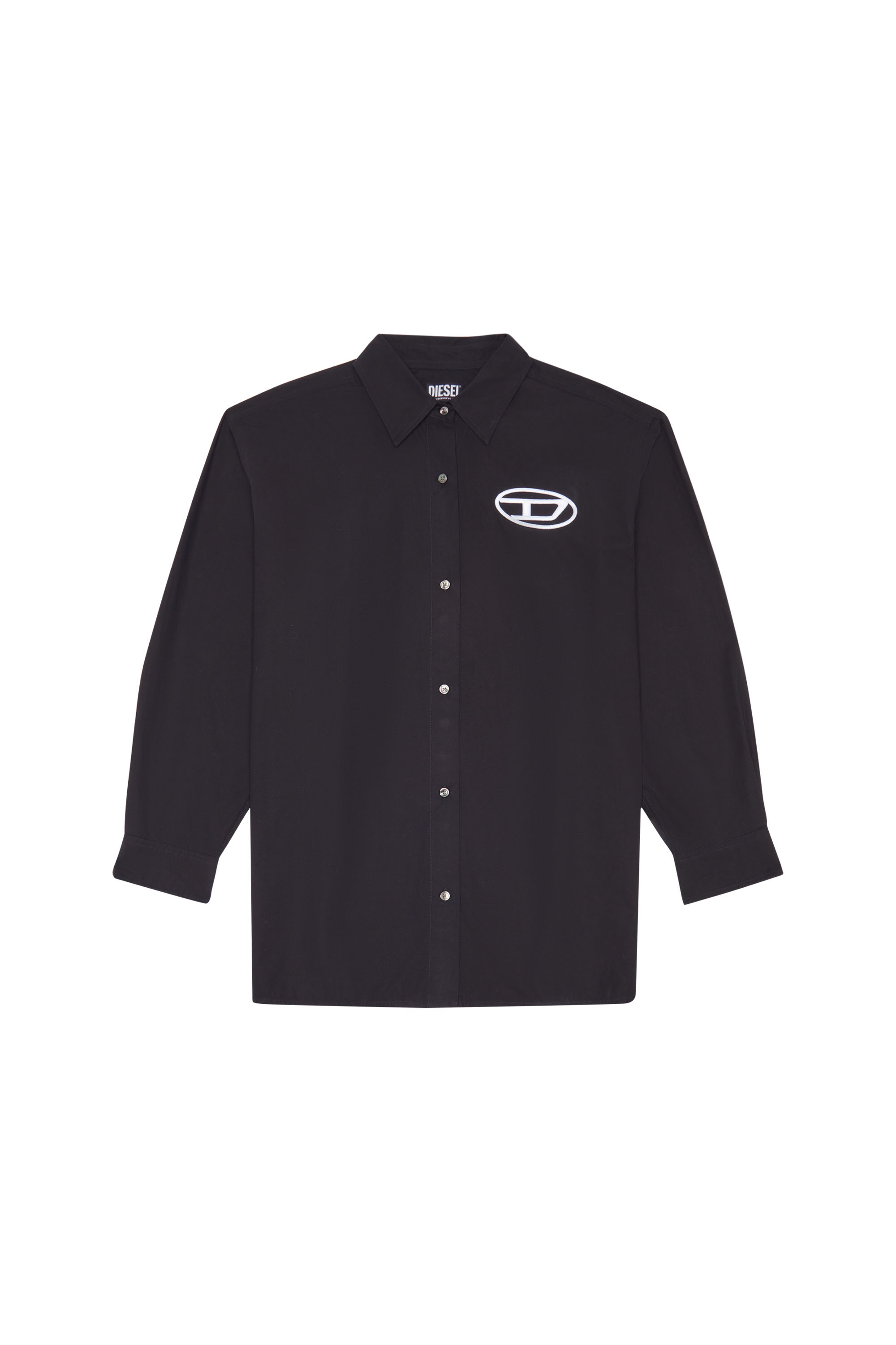 Diesel - C-BRUCE-A, Woman's Oversized shirt with oval logo in Black - 3