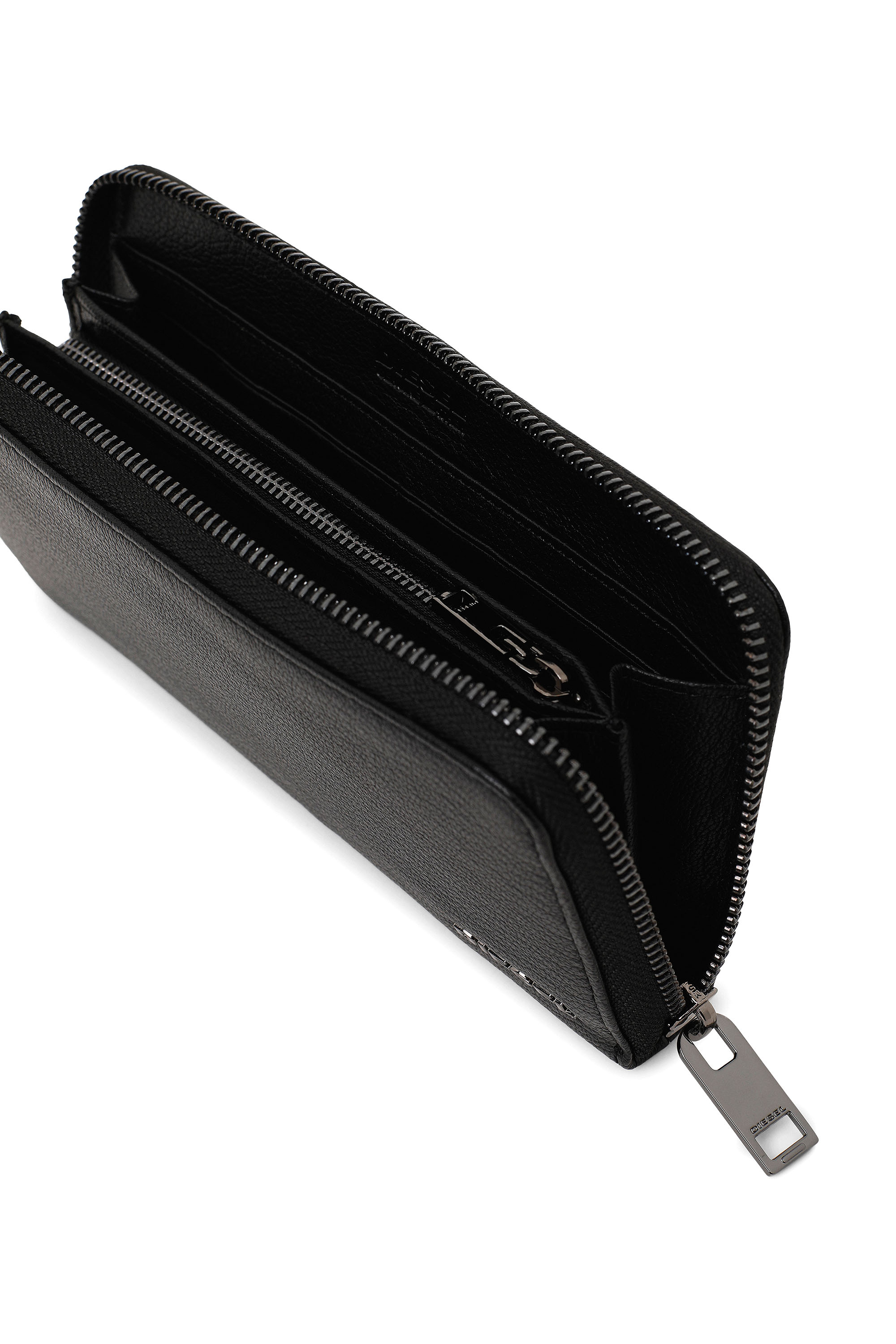 Diesel - 24 ZIP, Man's Zip-around wallet in grained leather in Black - 4