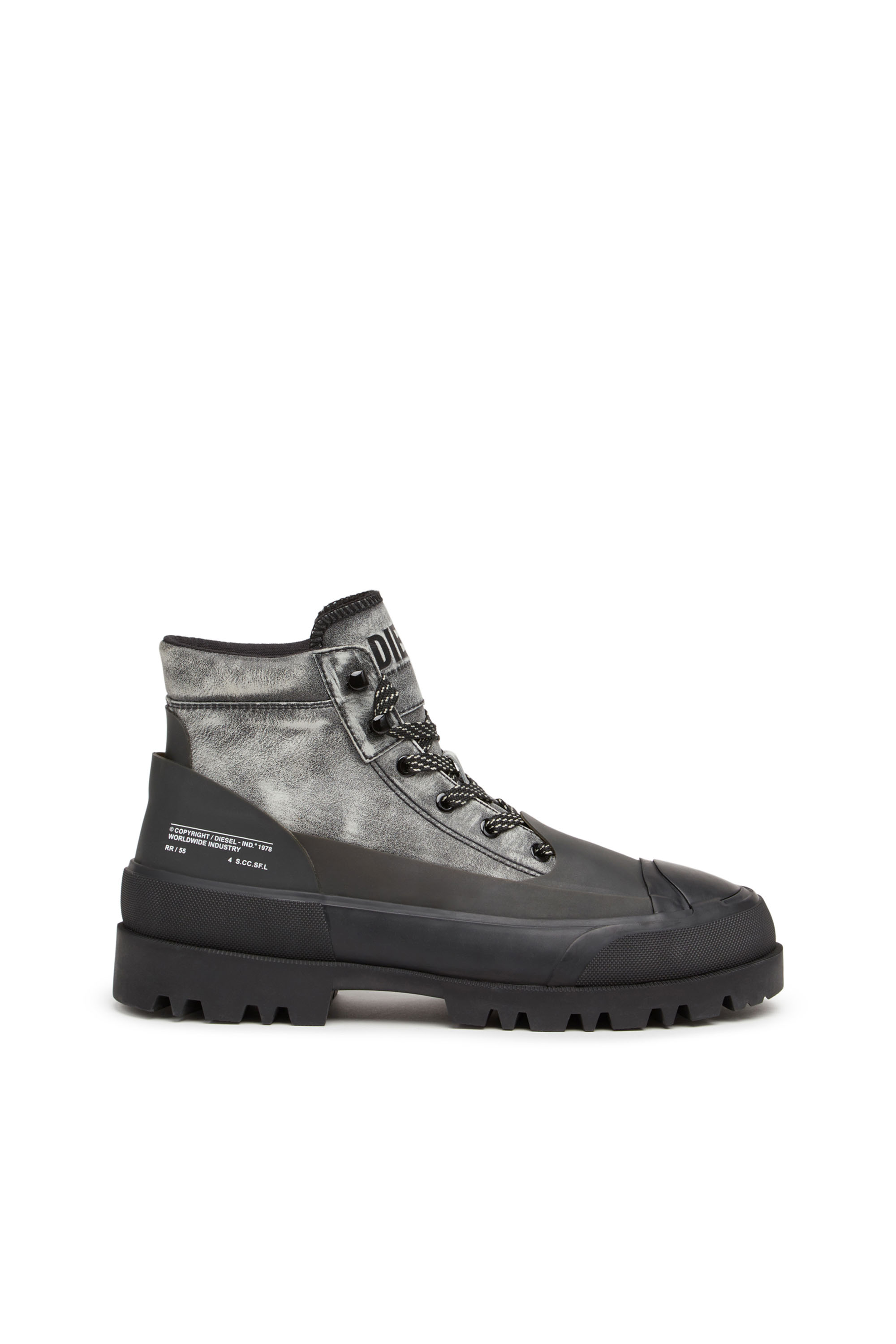 Diesel - D-HIKO BT X, Unisex's D-Hiko BT X - Treated leather boots with rubber overlay in Black - 1